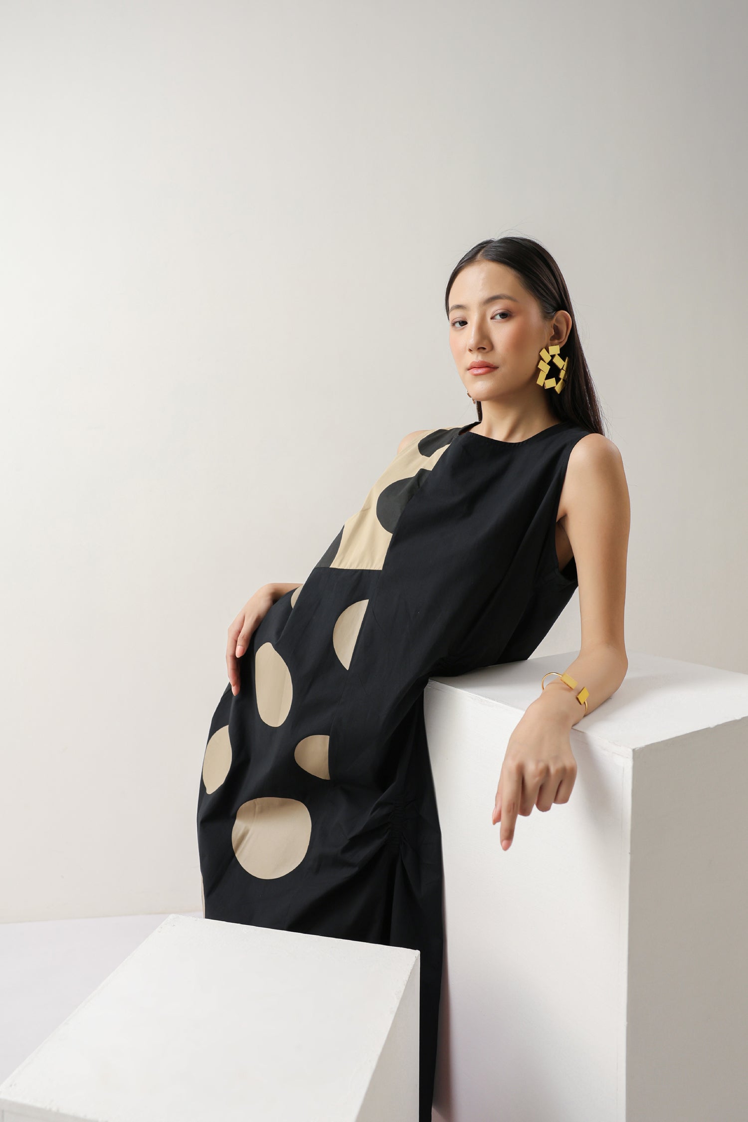 The Luna Dot Play Dress – Brown & Beige Polka Mood