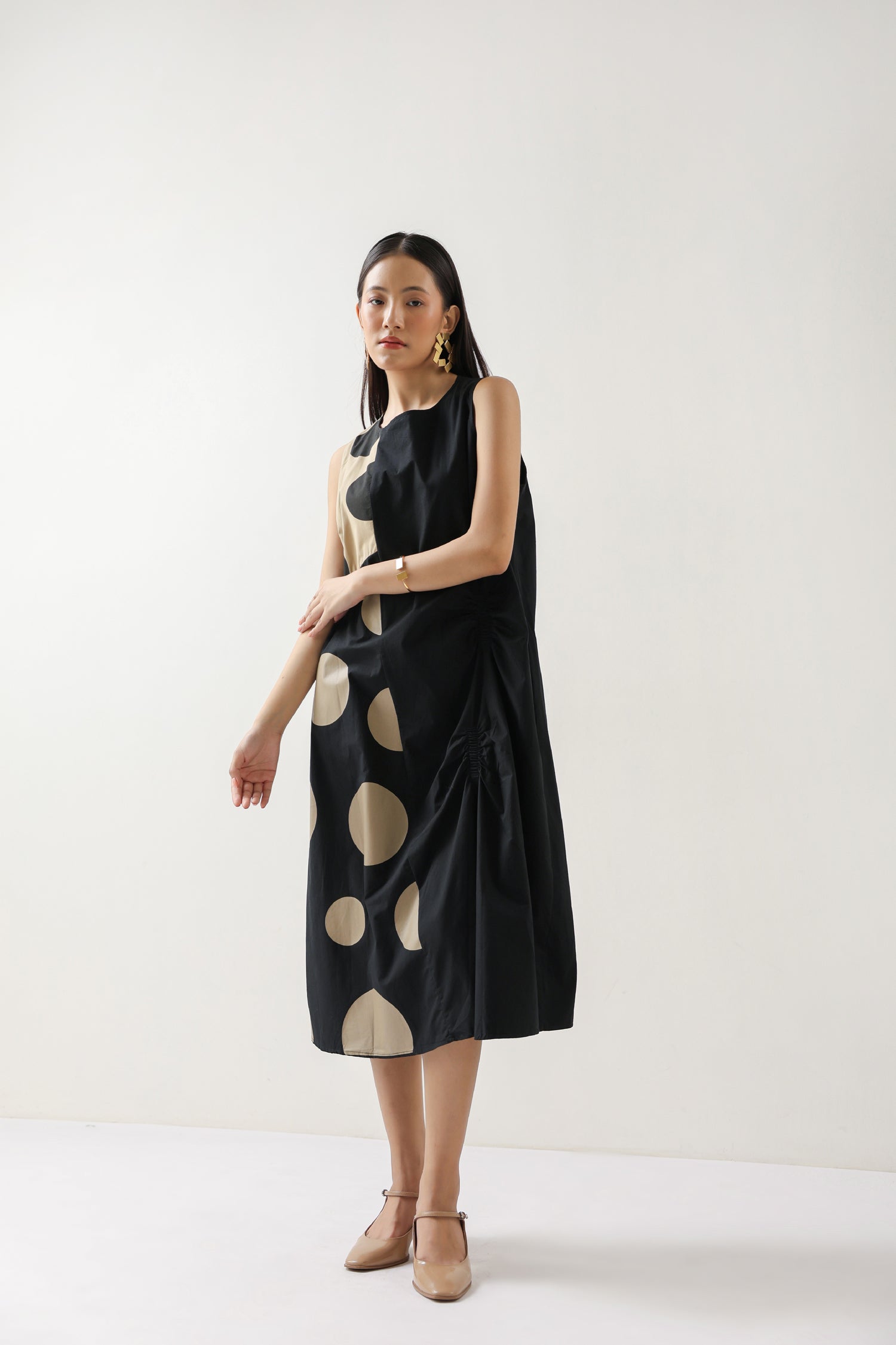 The Luna Dot Play Dress – Brown & Beige Polka Mood