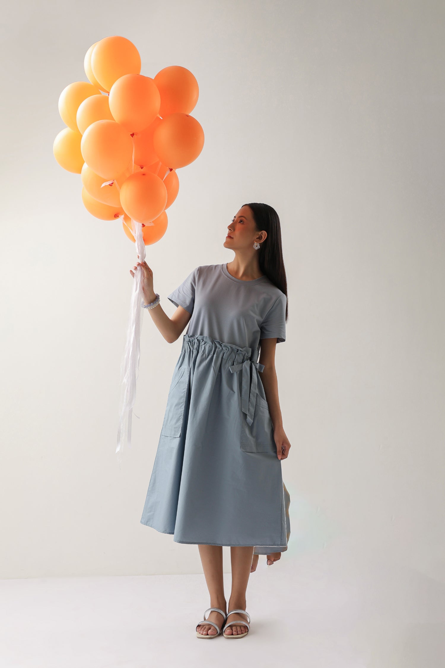 The Slate Calm Pocket Midi Dress – Slate Blue Cotton Knit