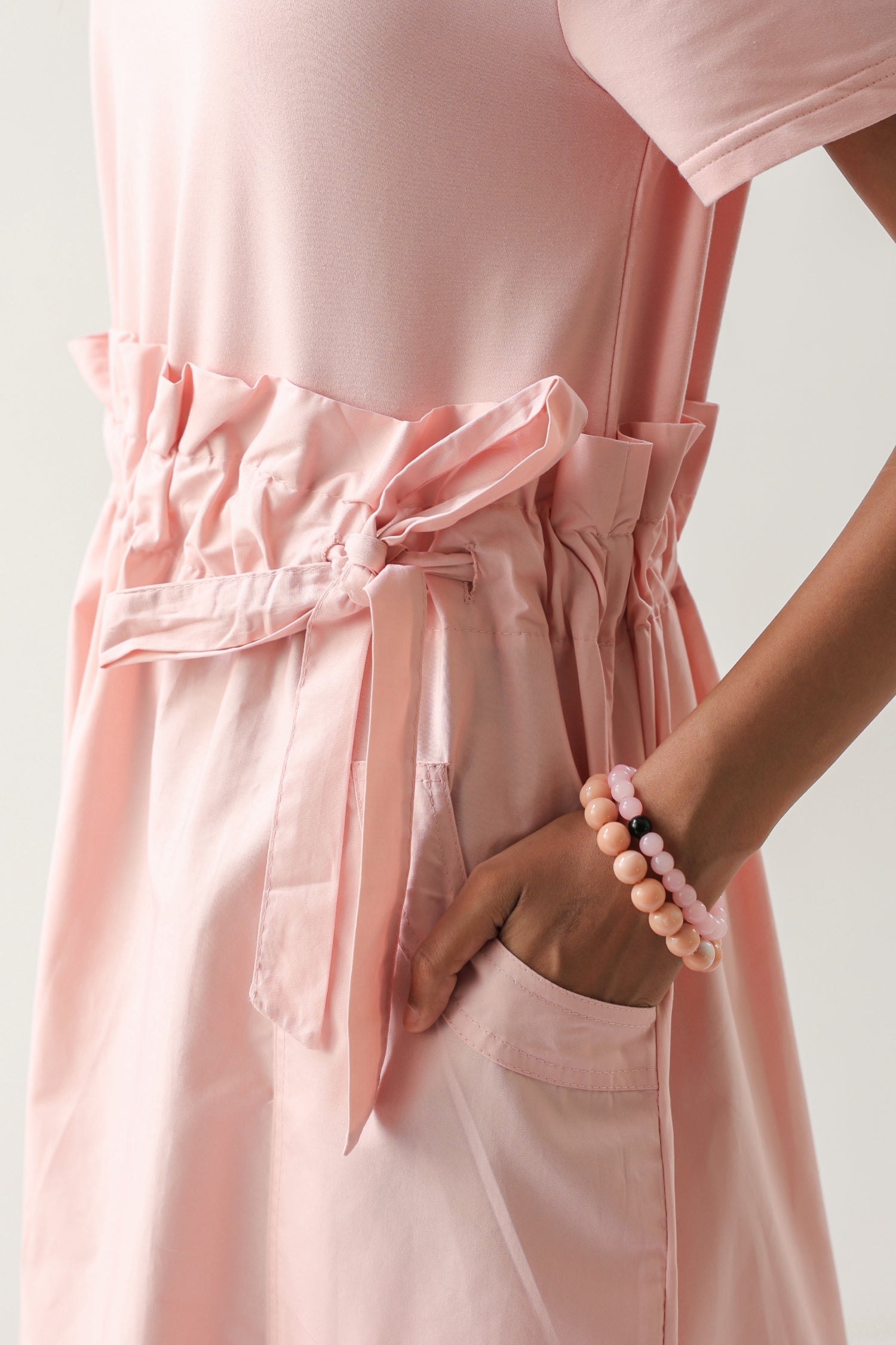 The Blush Ease Pocket Midi Dress – Baby Pink Cotton Knit