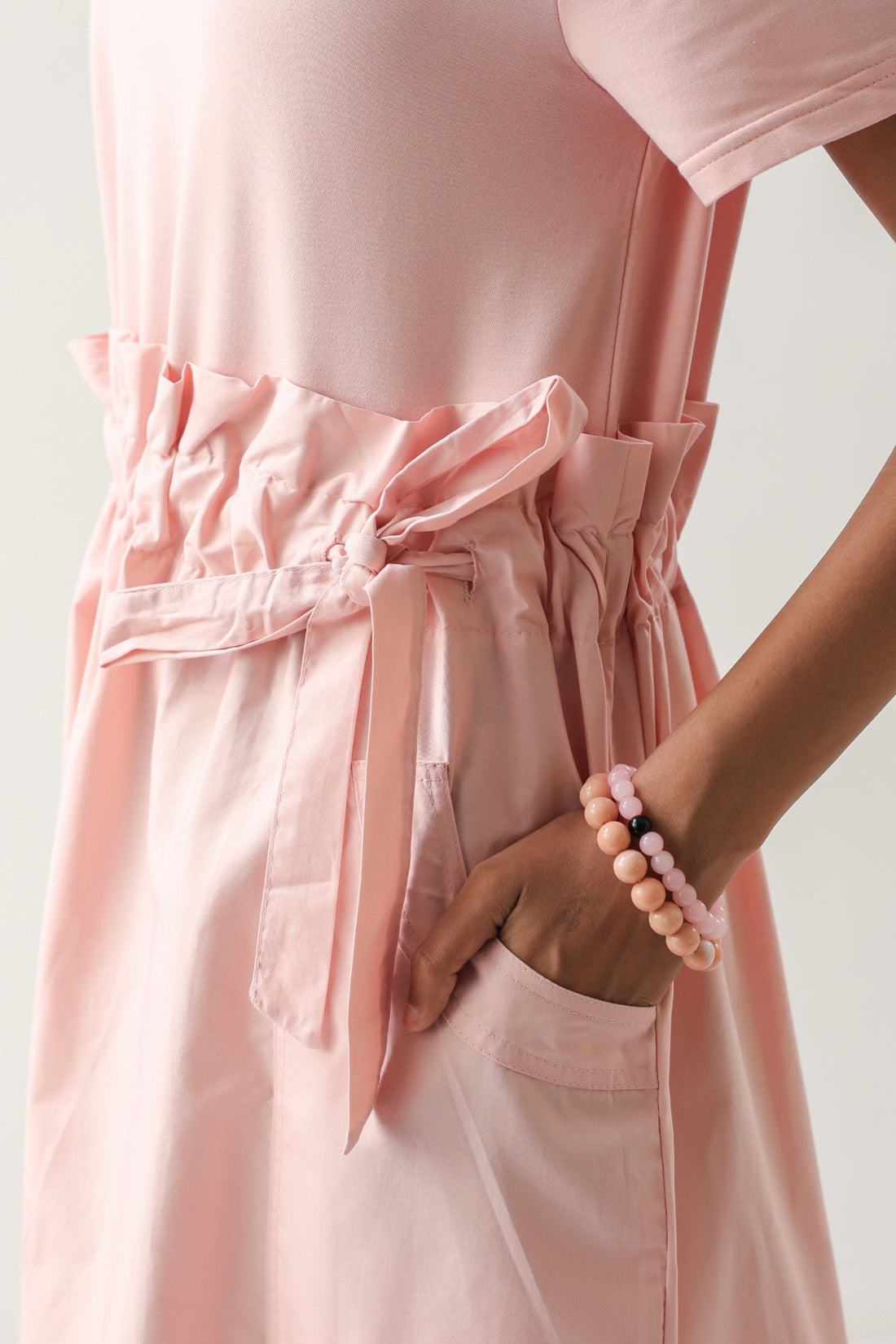 The Blush Ease Pocket Midi Dress – Baby Pink Cotton Knit