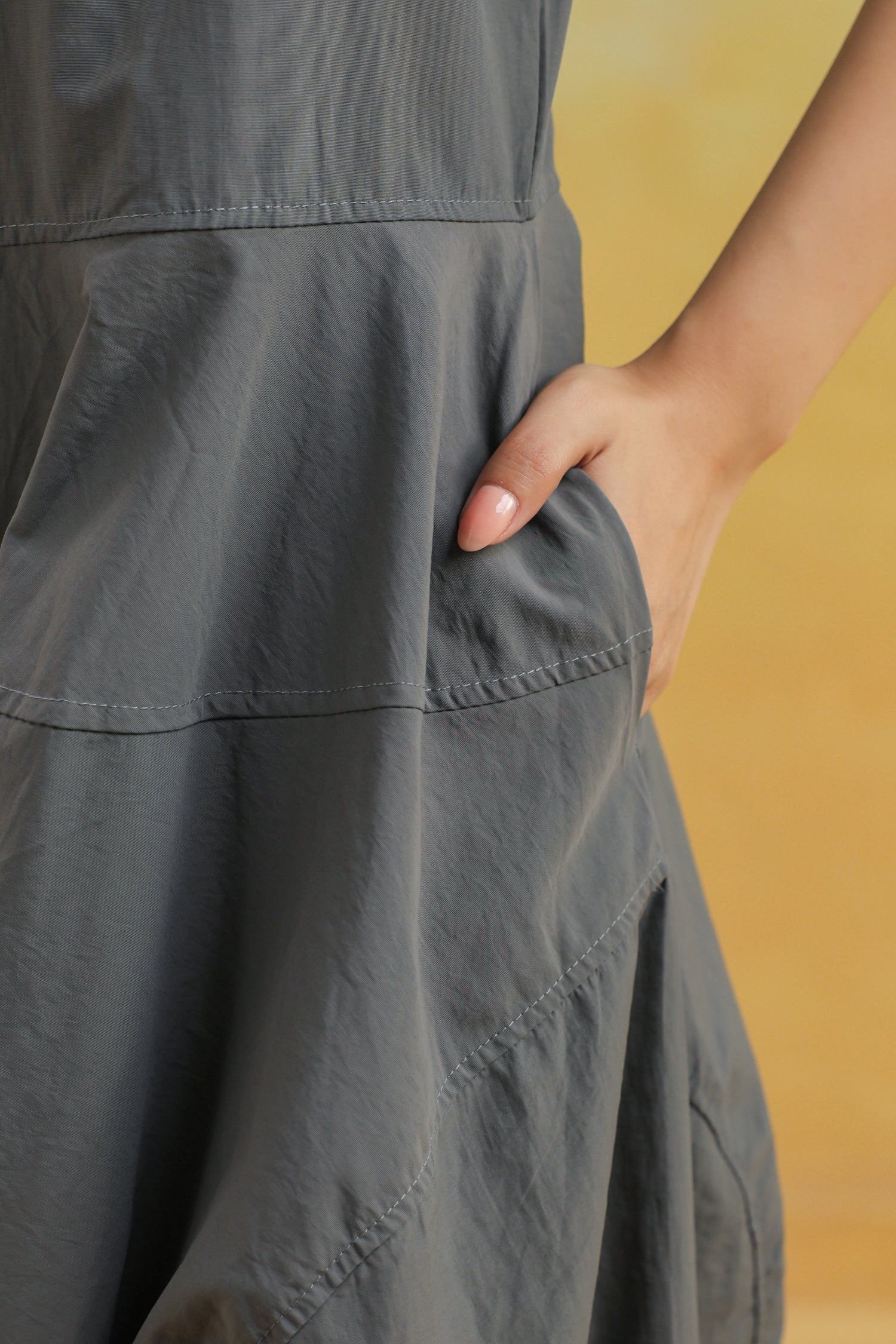 The Cloudline Sleeveless Cotton Dress – Grey Minimal Mood