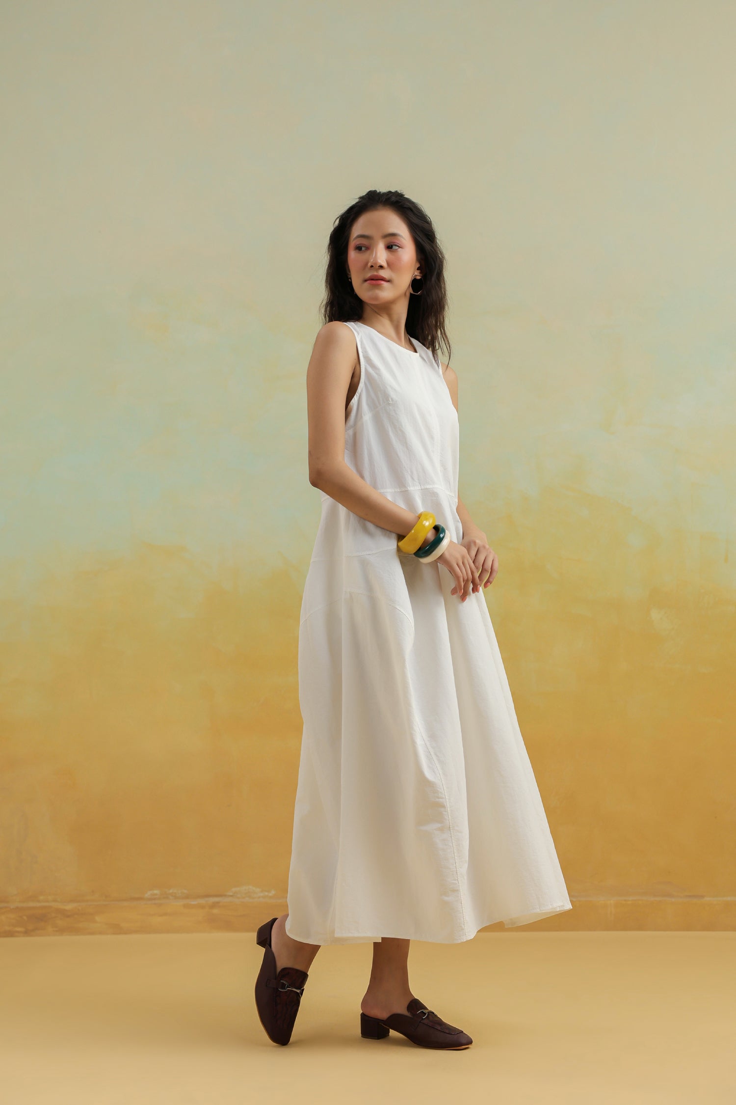 The White Whisper Sleeveless Cotton Dress – Pure Ease Edit