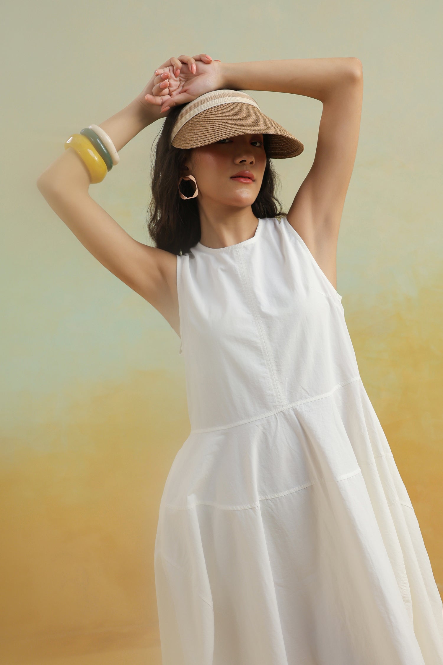 The White Whisper Sleeveless Cotton Dress – Pure Ease Edit
