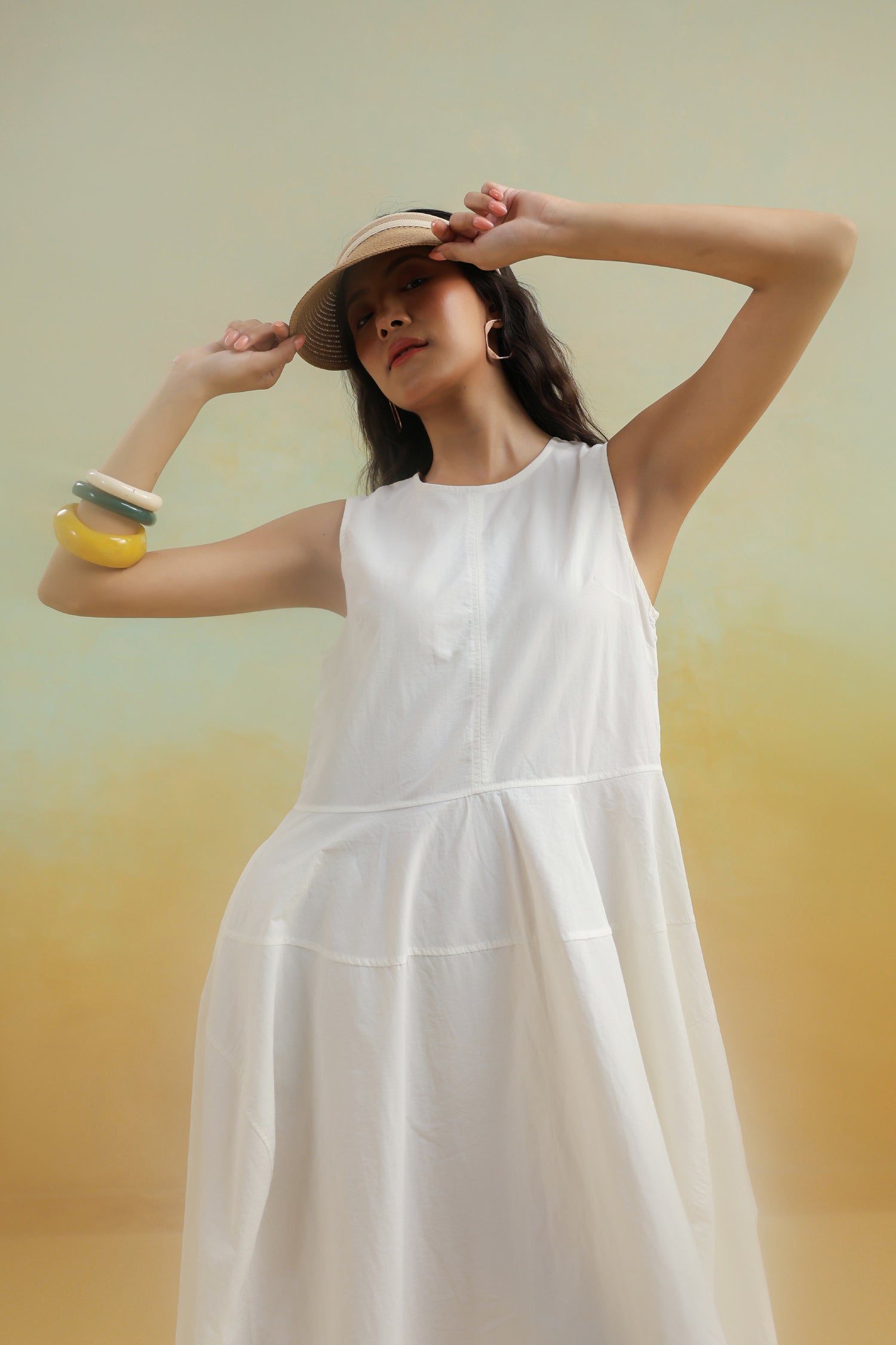 The White Whisper Sleeveless Cotton Dress – Pure Ease Edit