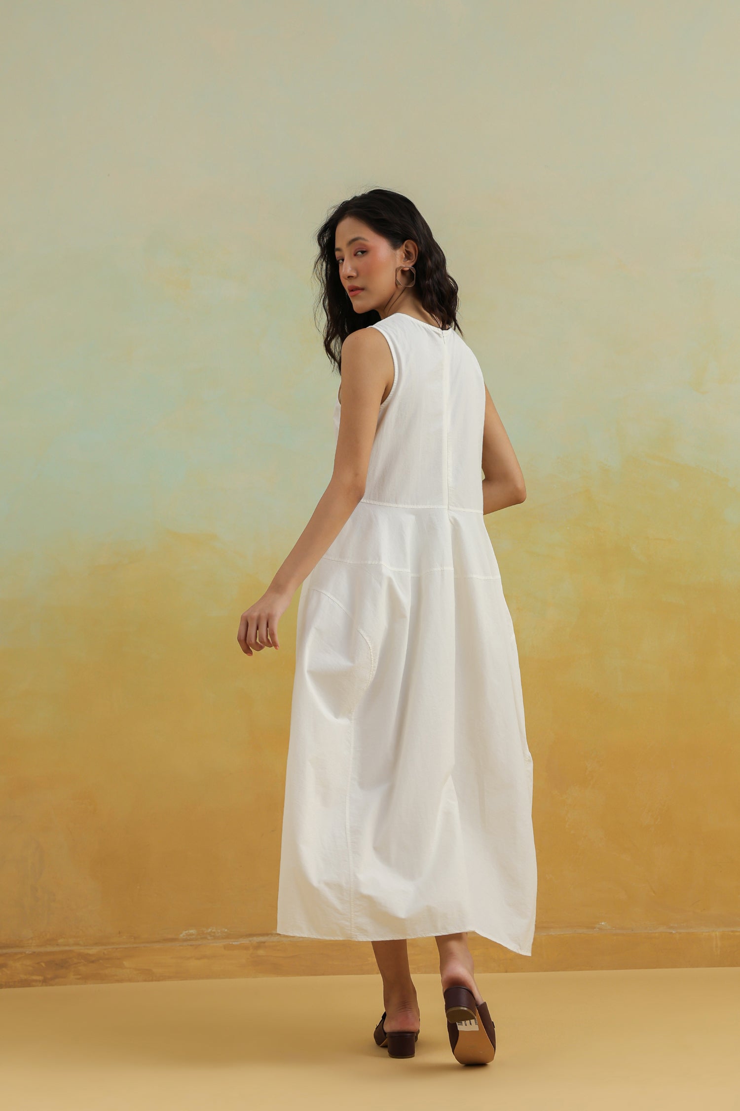 The White Whisper Sleeveless Cotton Dress – Pure Ease Edit