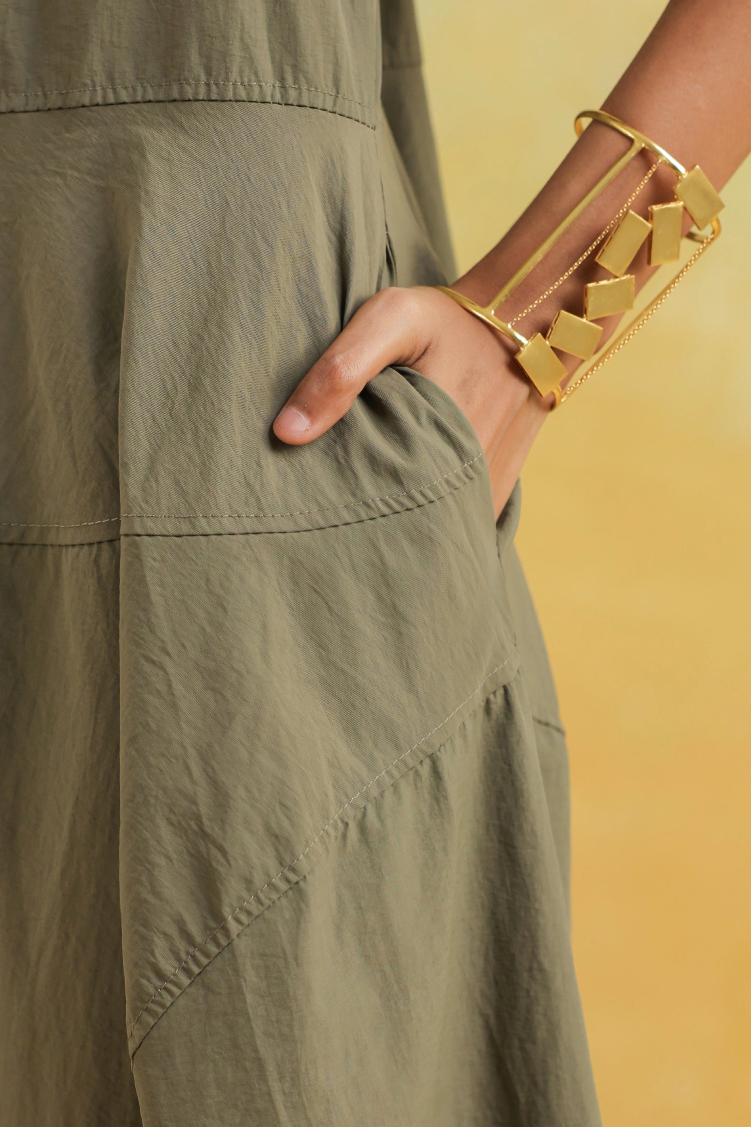 The Olive Flow Sleeveless Cotton Dress – Earthy Ease Edition