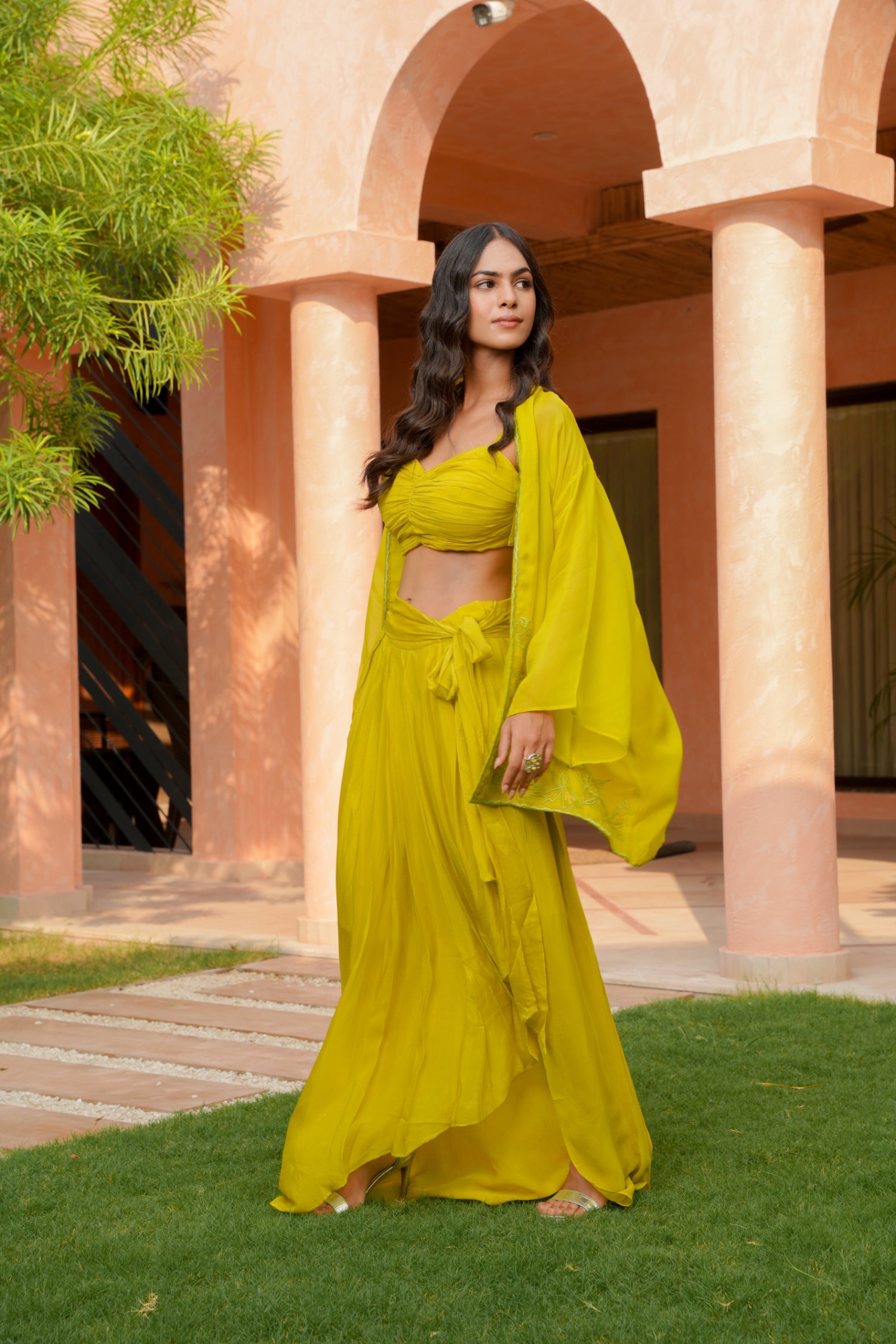 Chinon Jacket Style Indowestern Embroidered with Thread work