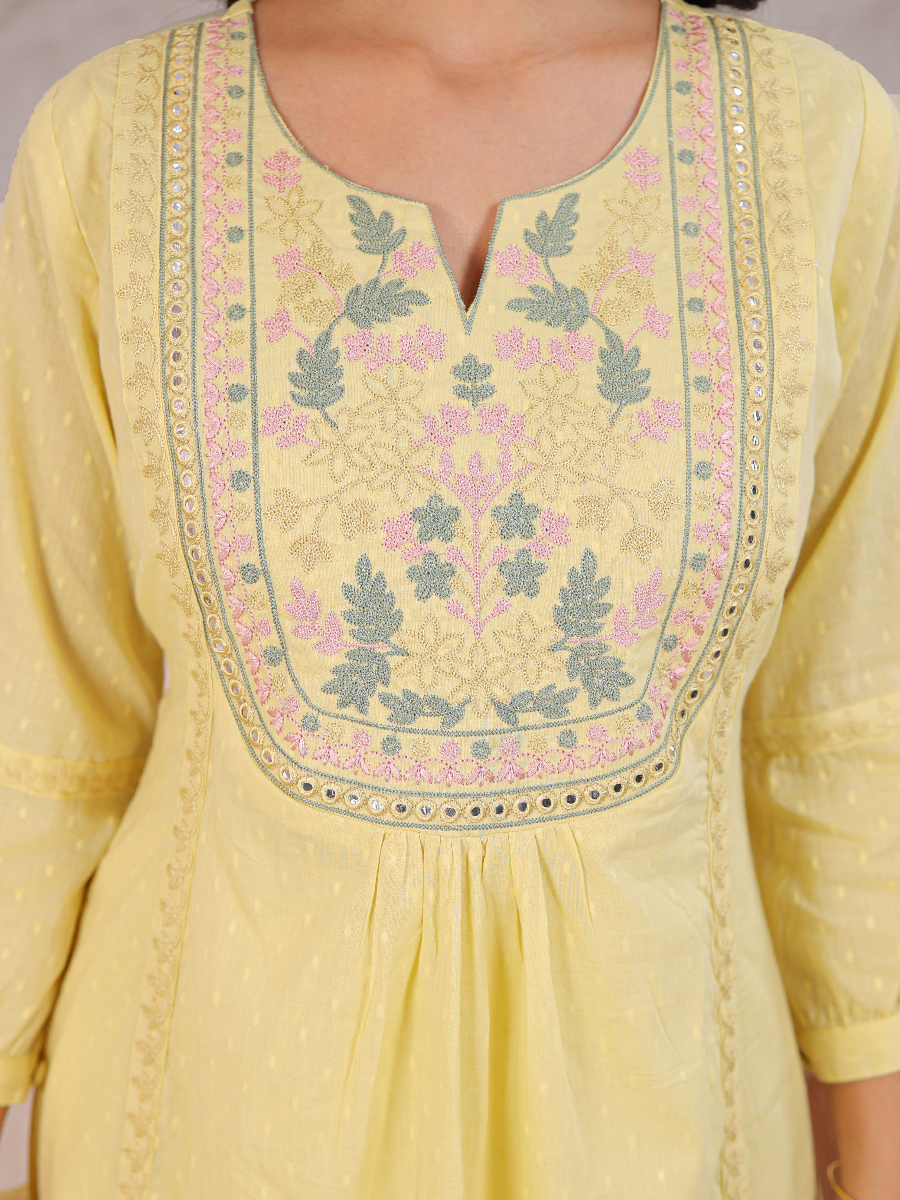 Cotton Kurta Set Stitched with Thread work