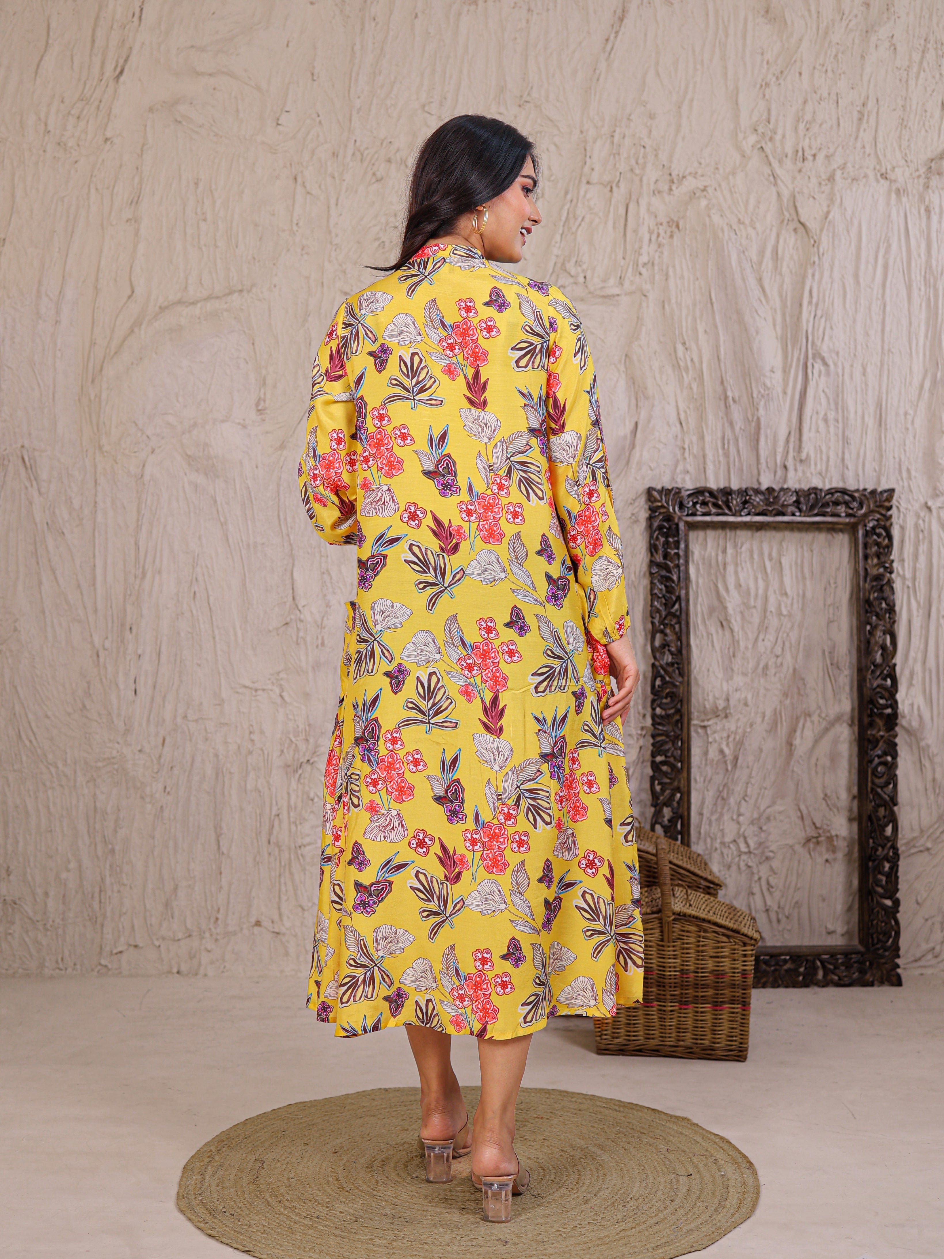 Printed Silk Blend Kurta with Embellished work