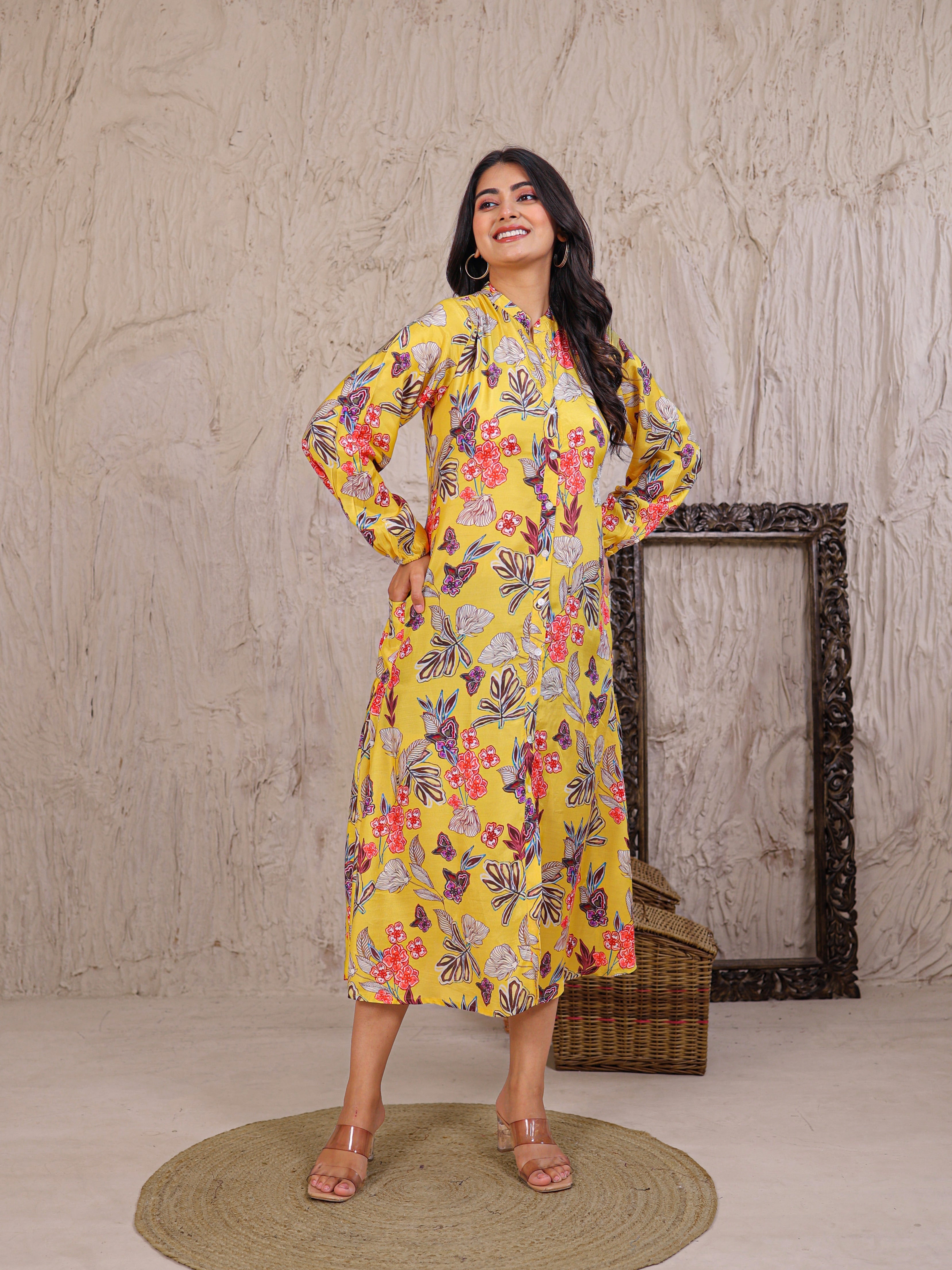 Printed Silk Blend Kurta with Embellished work