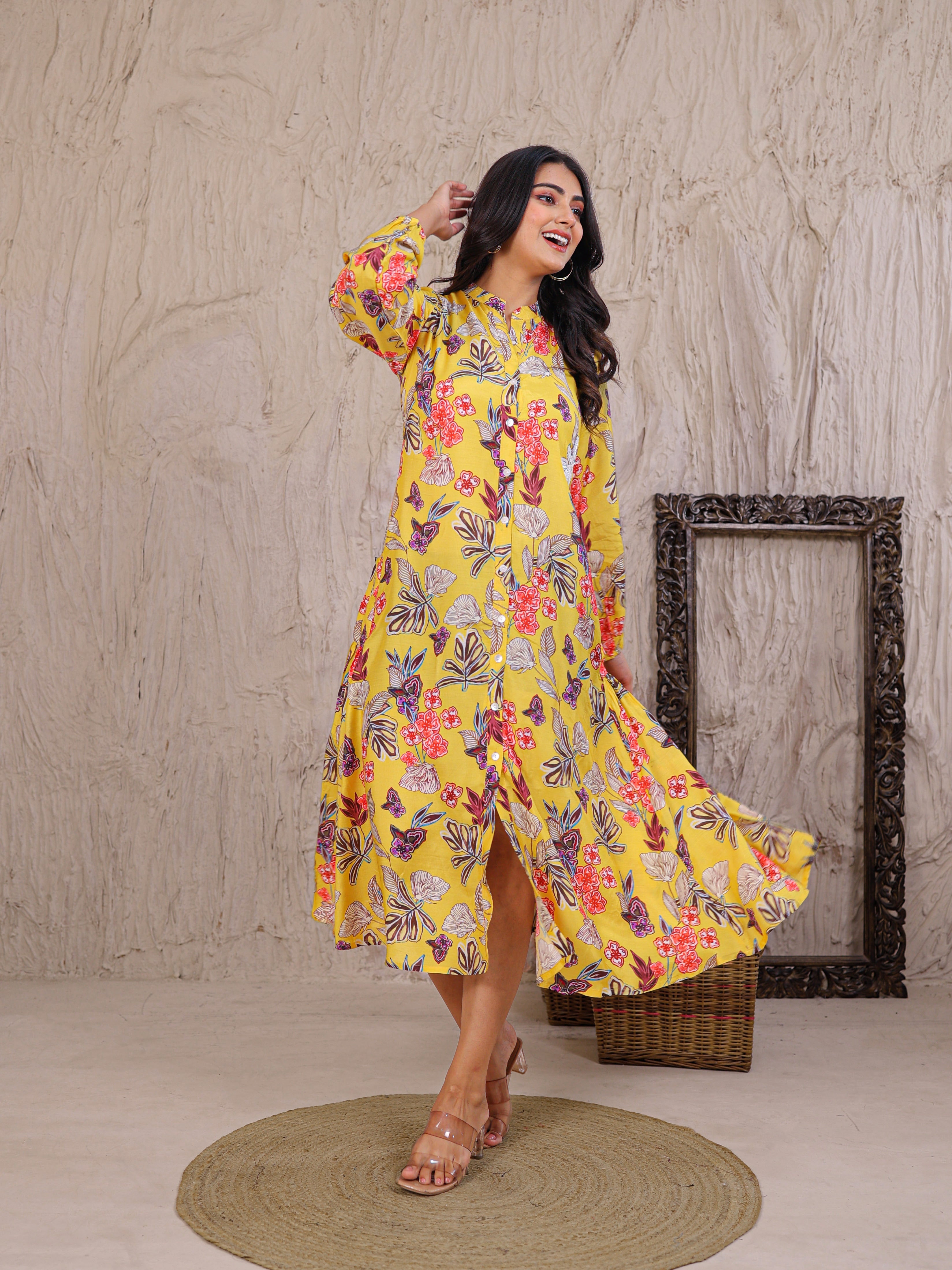 Printed Silk Blend Kurta with Embellished work