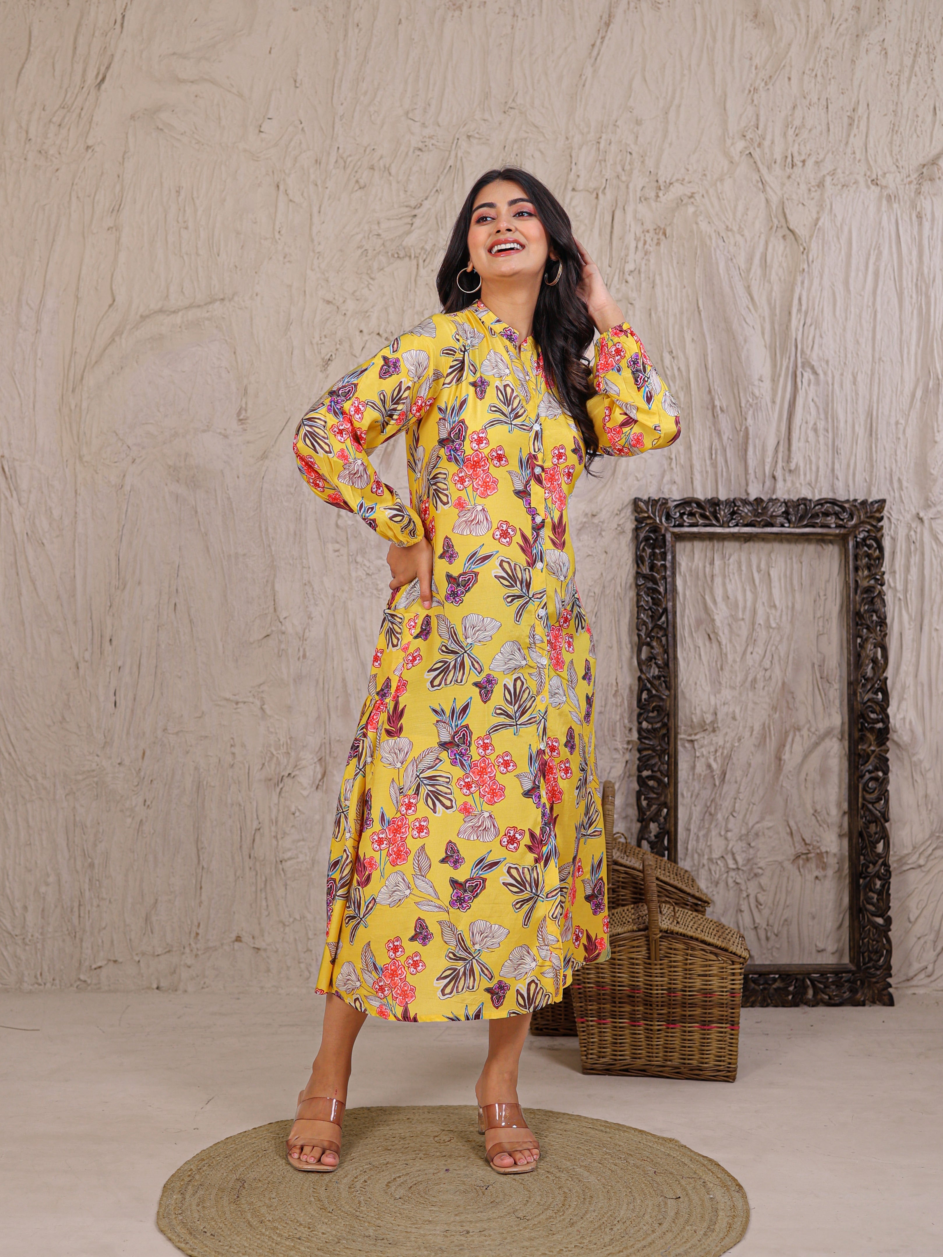 Printed Silk Blend Kurta with Embellished work