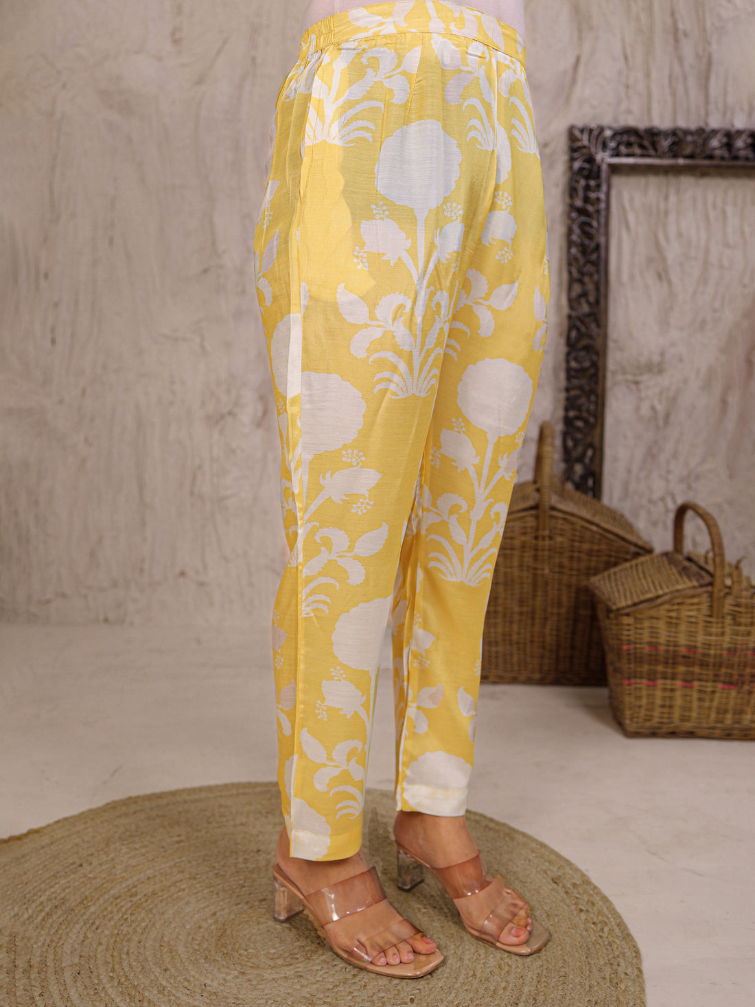 Printed Silk Blend Co Ords Set Embellished with Pearl work