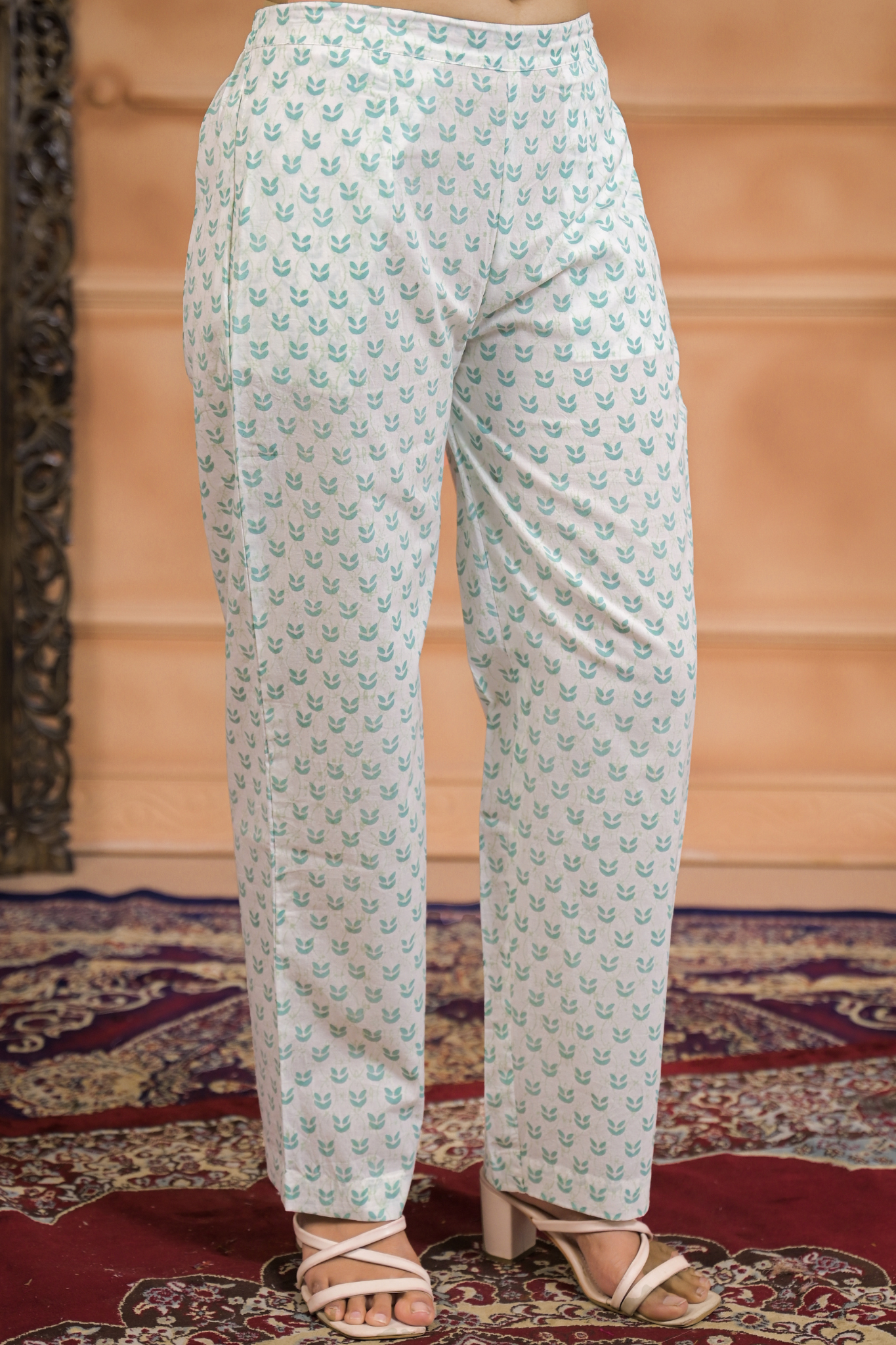 Printed Cotton Chanderi Suit with Aari, Thread and Zardozi work