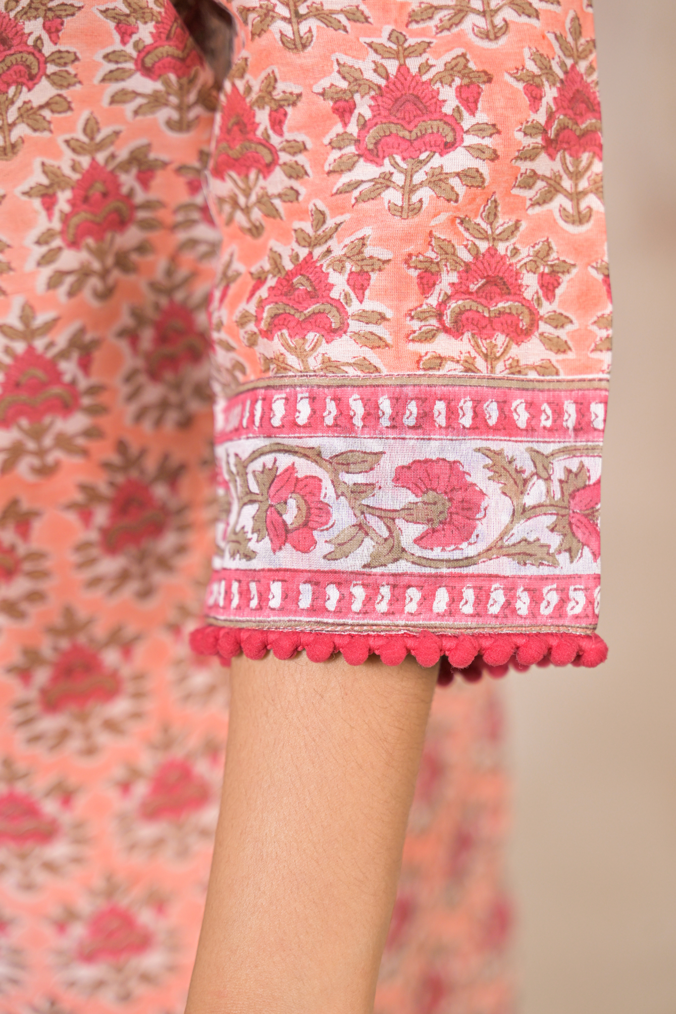 Printed Cotton Chanderi Suit with Aari, Thread and Zardozi work