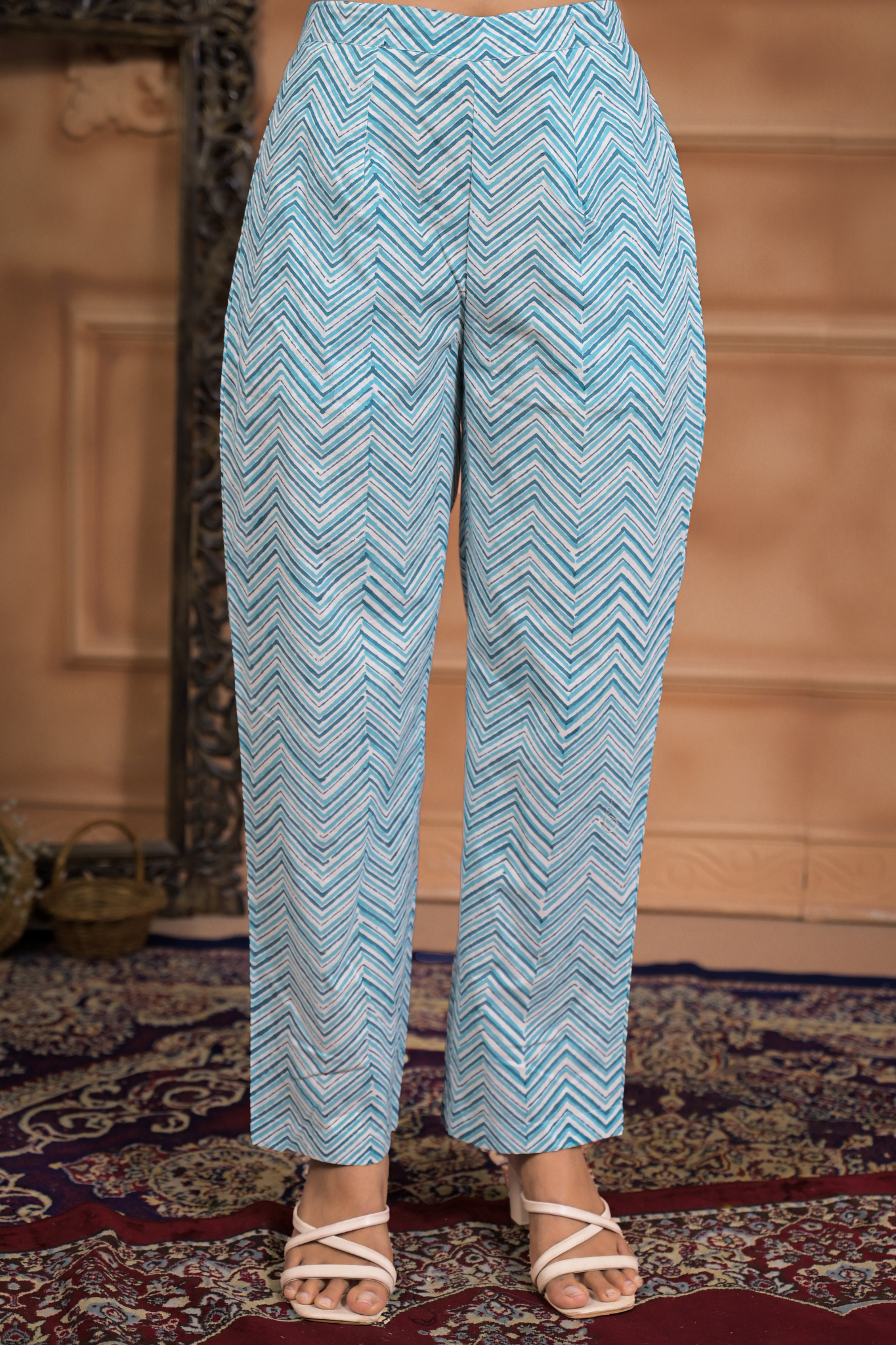 Printed Cotton Kurta Set with Aari, Thread and Zardozi work