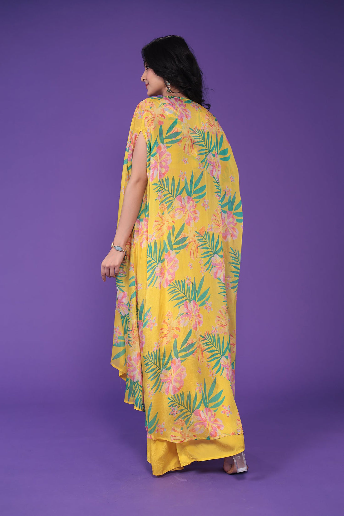 Printed Chinon Indowestern Embellished with Cutdana and Pearl work