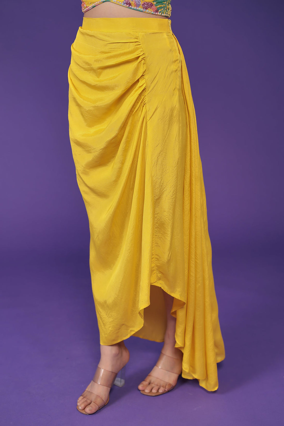 Printed Chinon Indowestern Embellished with Cutdana and Pearl work