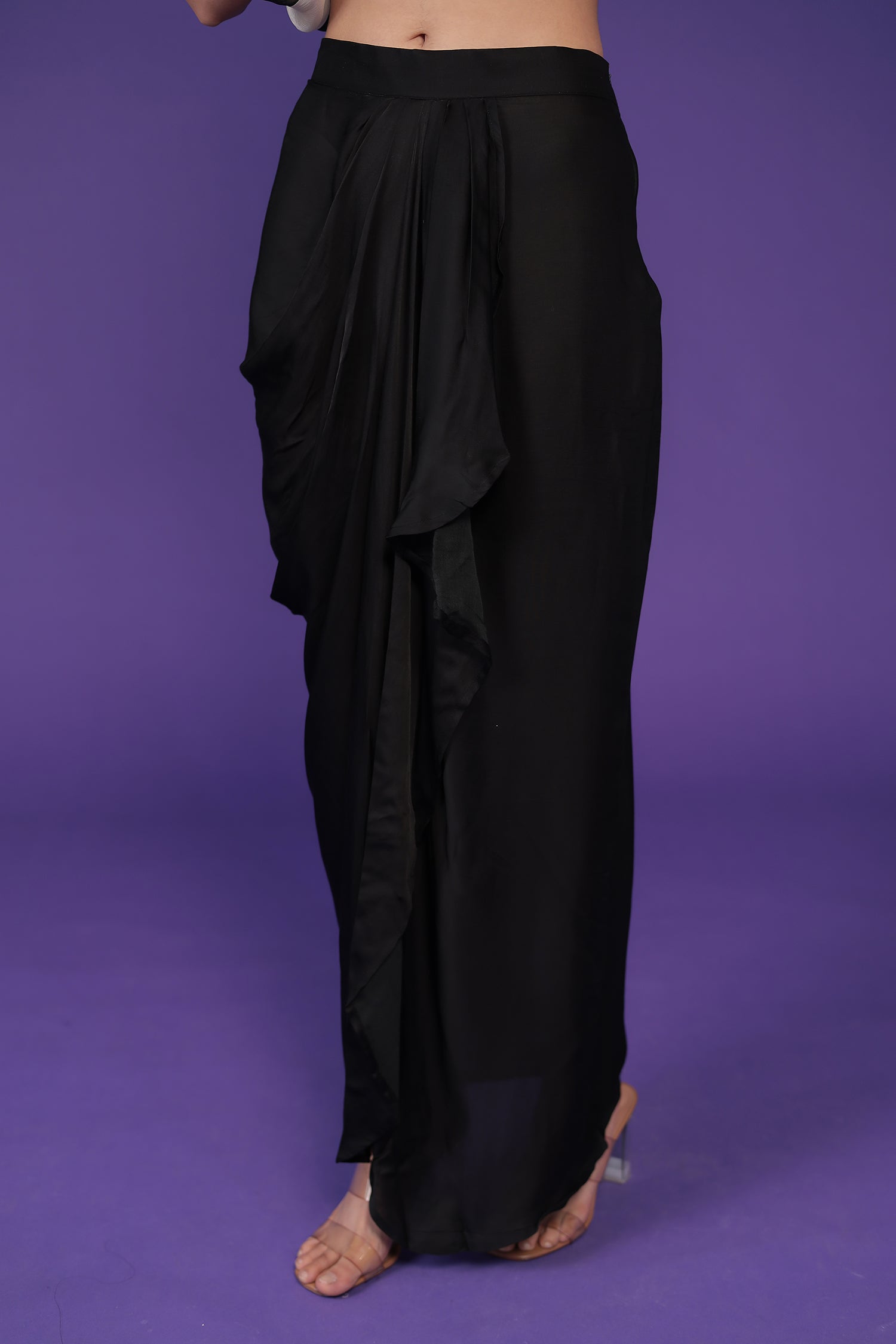 Printed Chinon Indowestern Embroidered with Mirror work