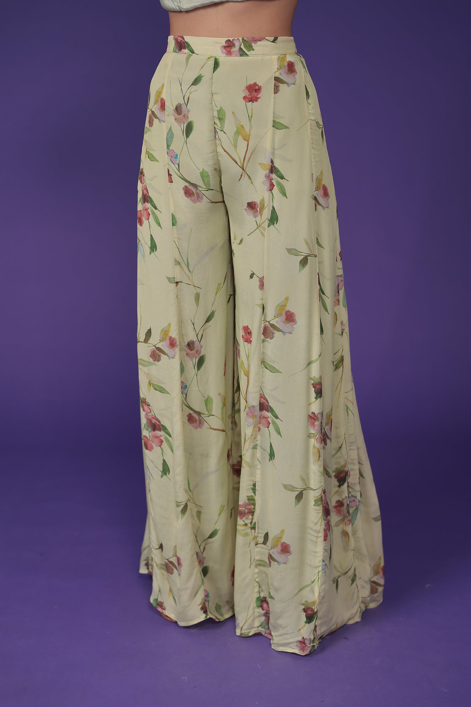 Printed Chinon Silk Suit with Embellished work