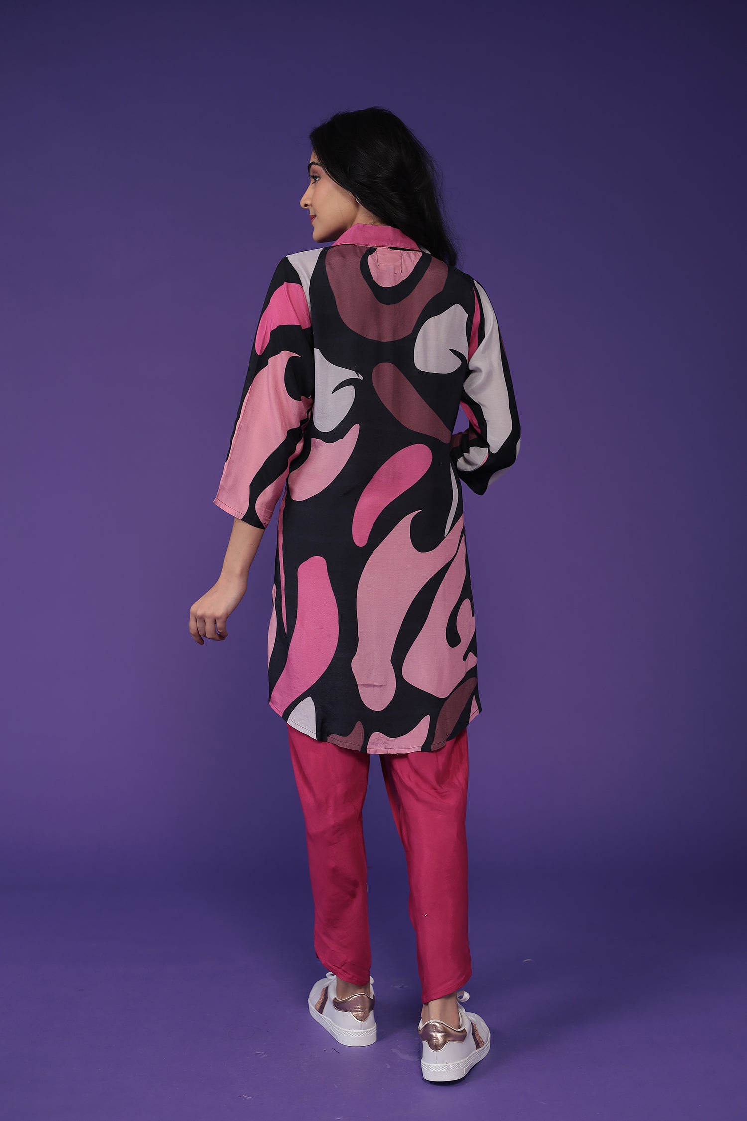 Printed Silk Blend Kurta Set Stitched