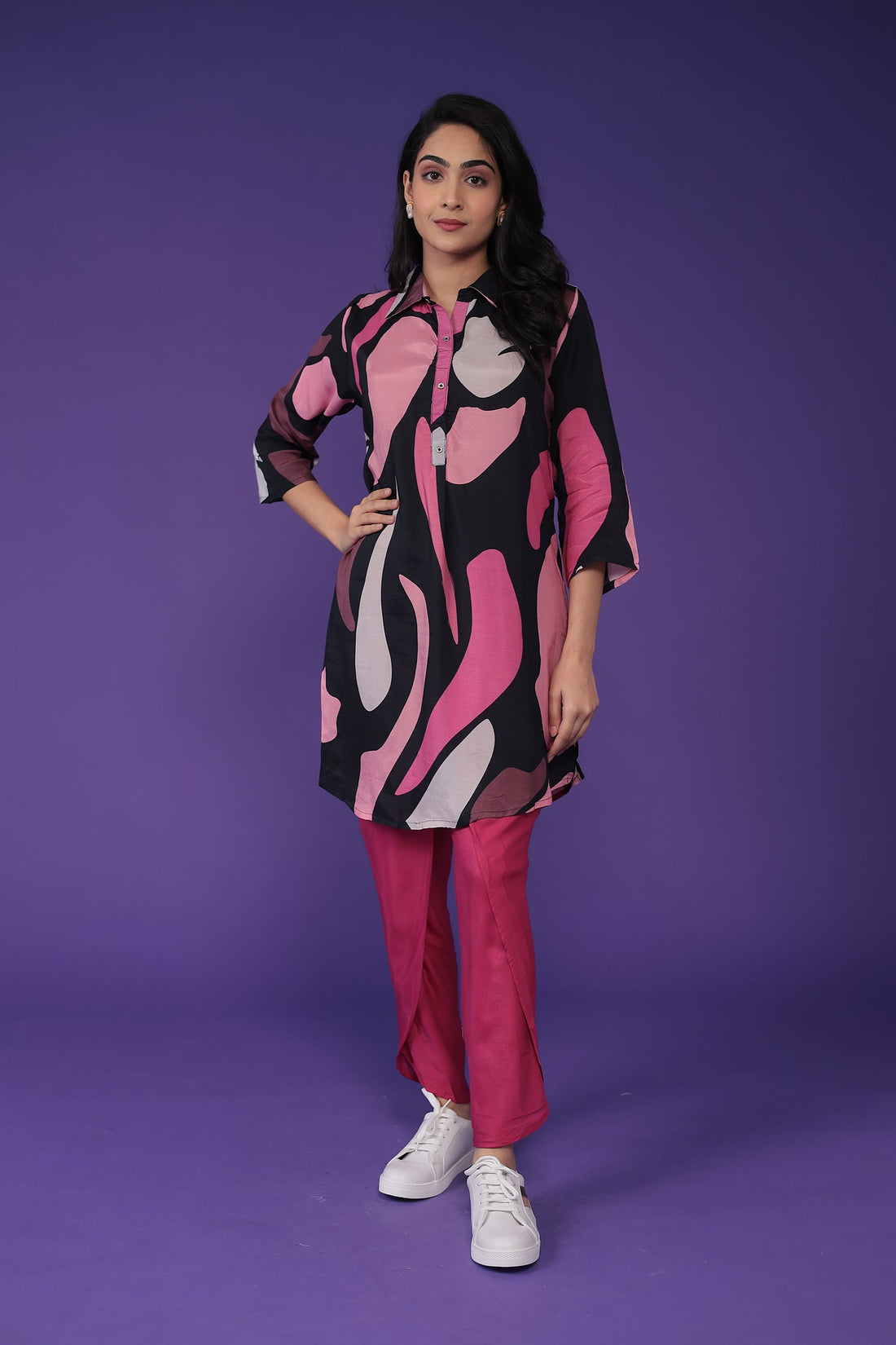 Printed Silk Blend Kurta Set Stitched