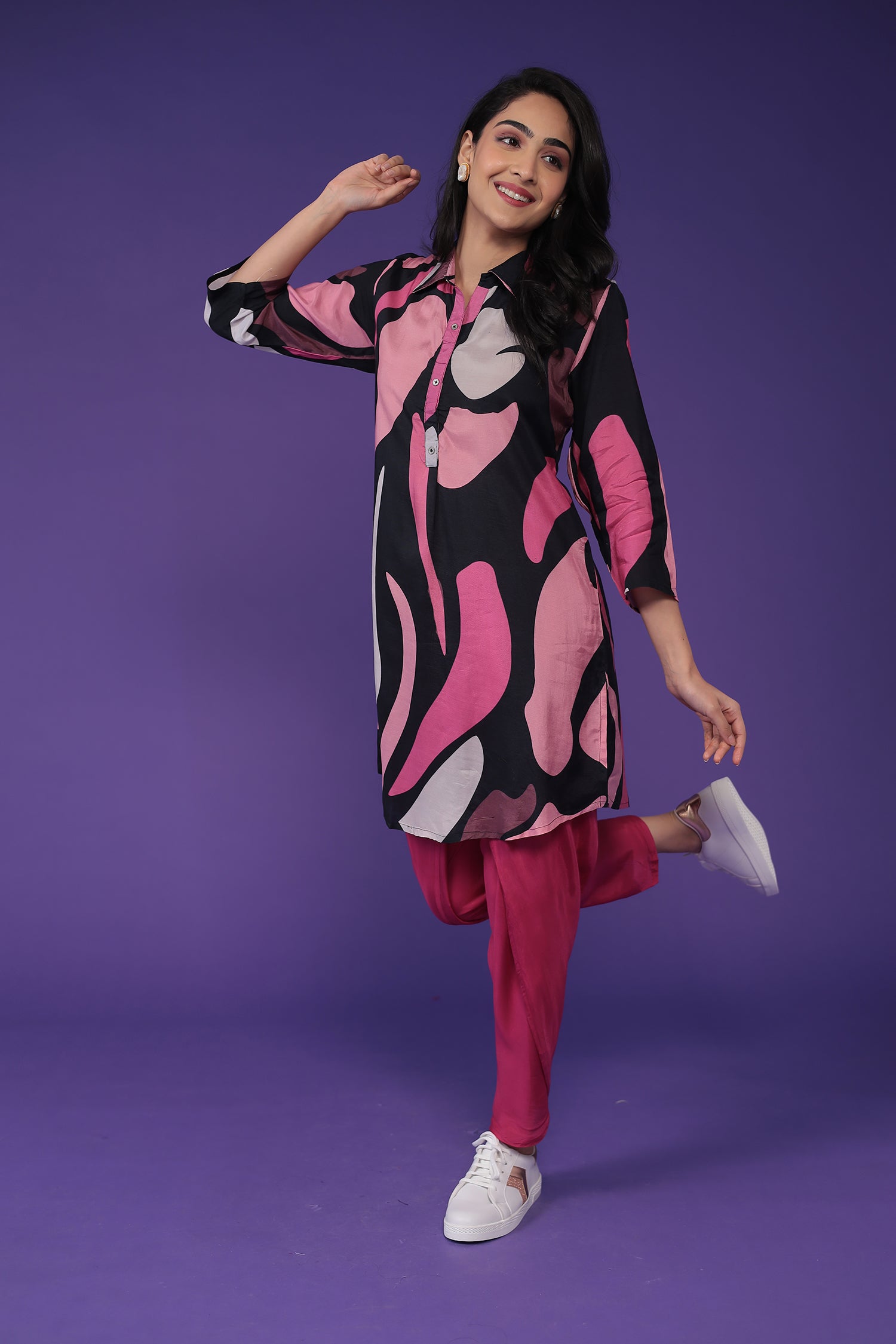Printed Silk Blend Kurta Set Stitched