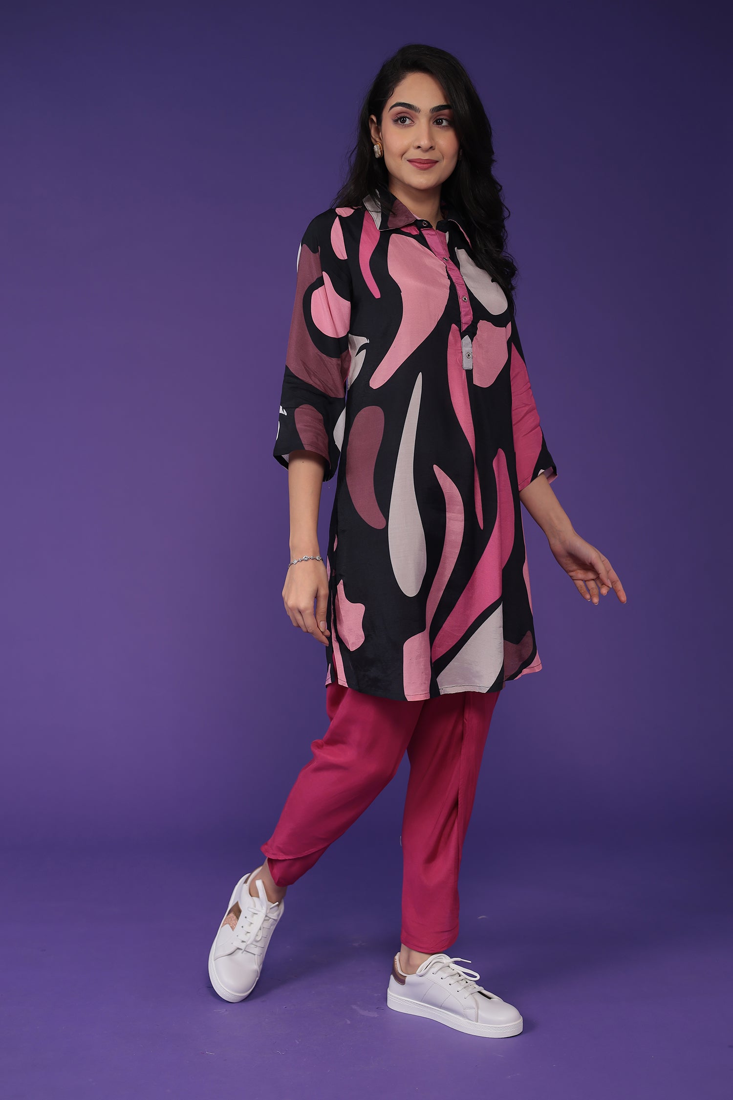Printed Silk Blend Kurta Set Stitched