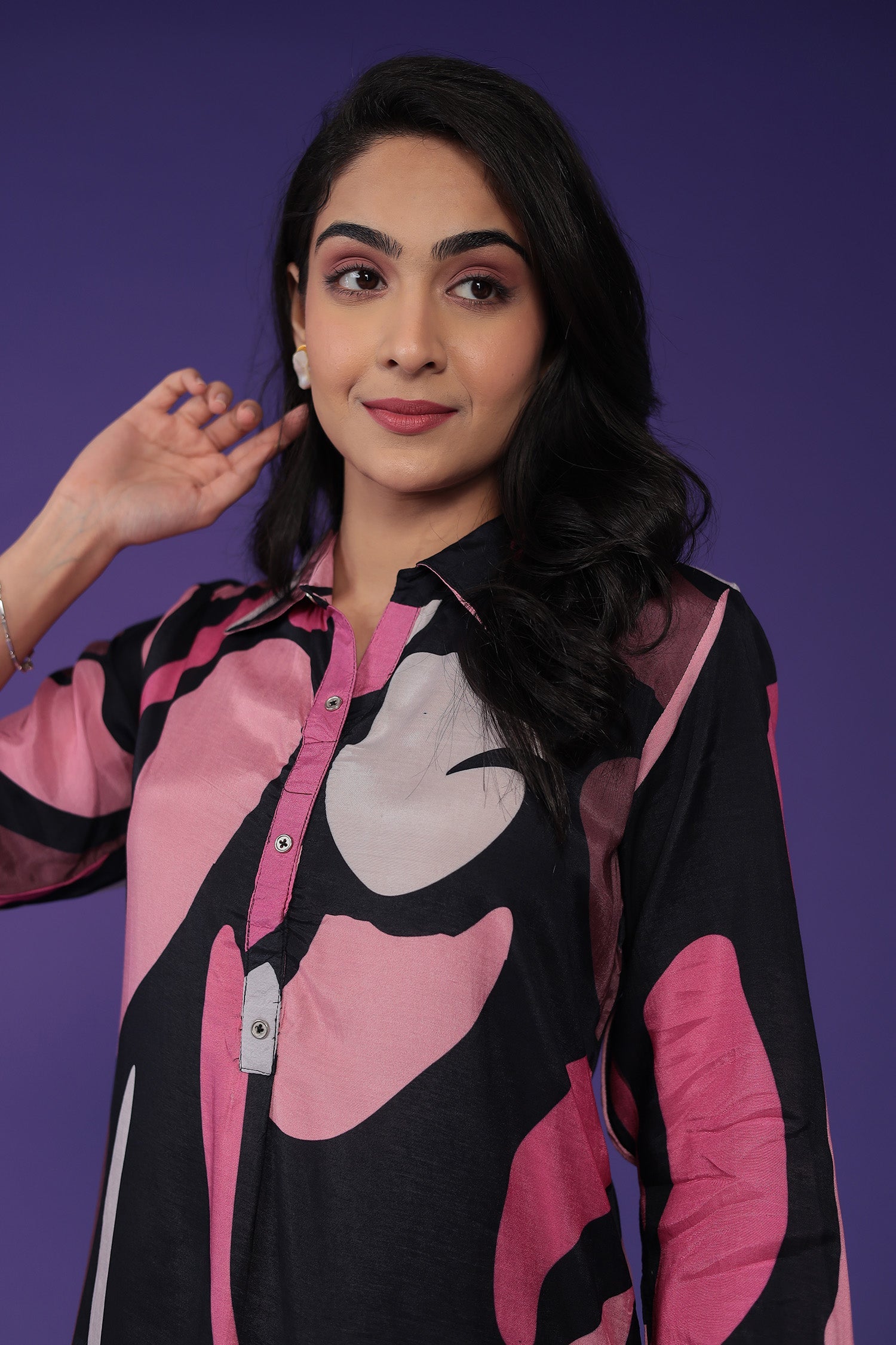 Printed Silk Blend Kurta Set Stitched