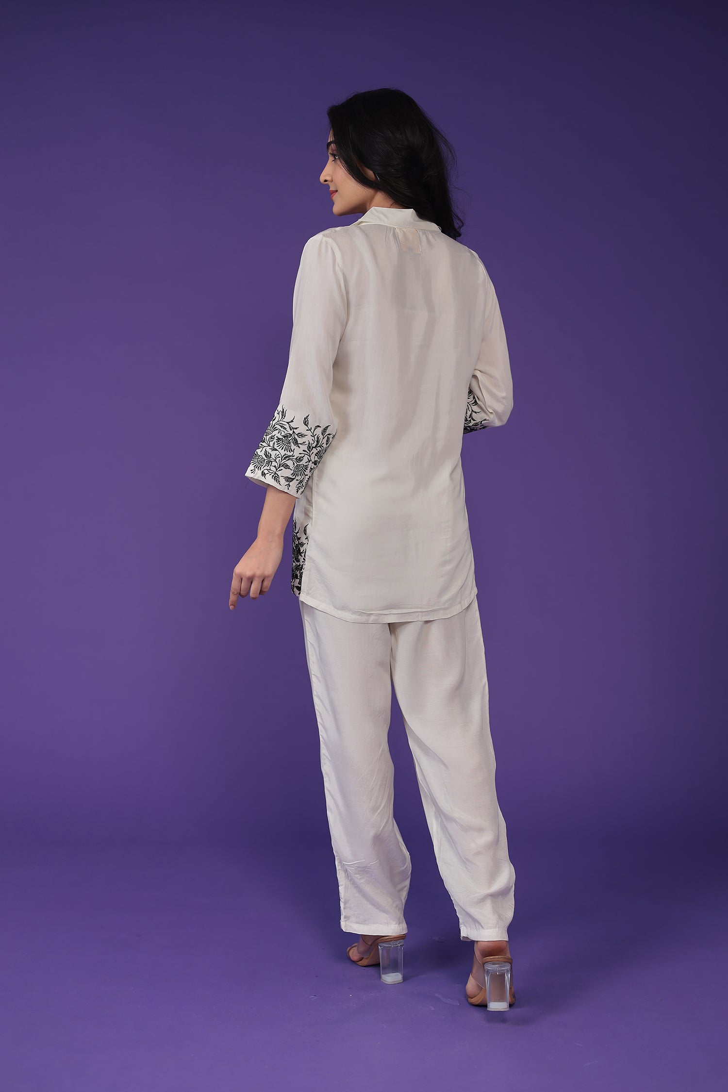 Silk Blend Co Ords Set with Embroidered work