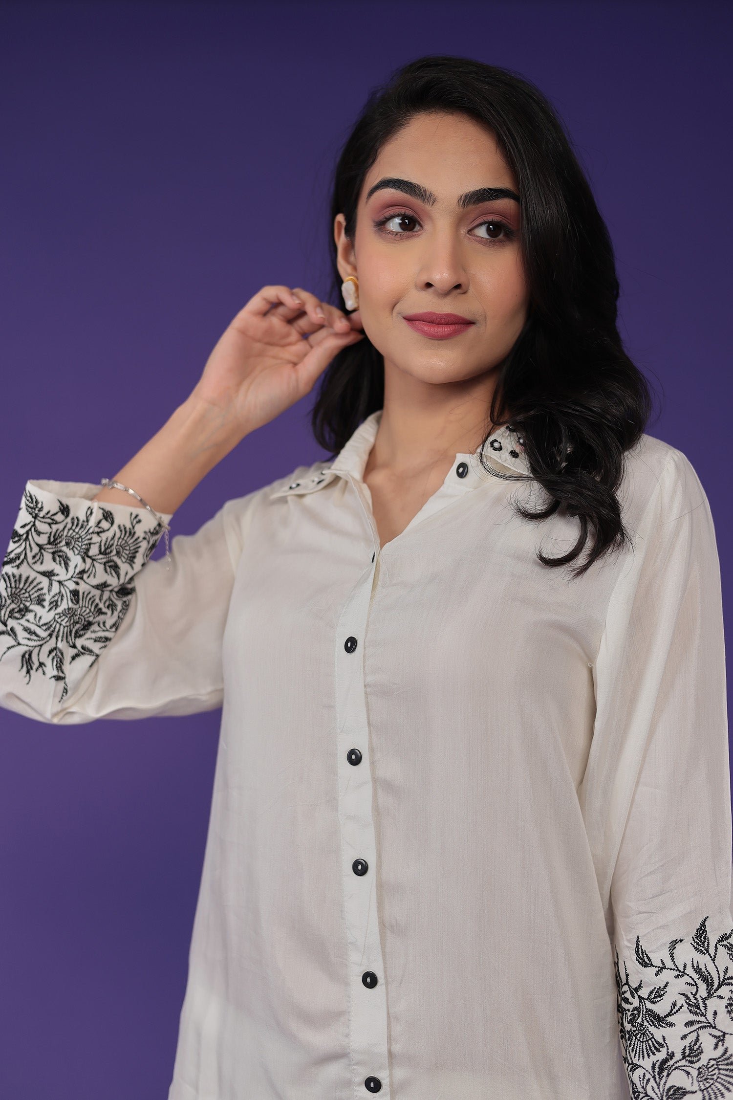 Silk Blend Co Ords Set with Embroidered work