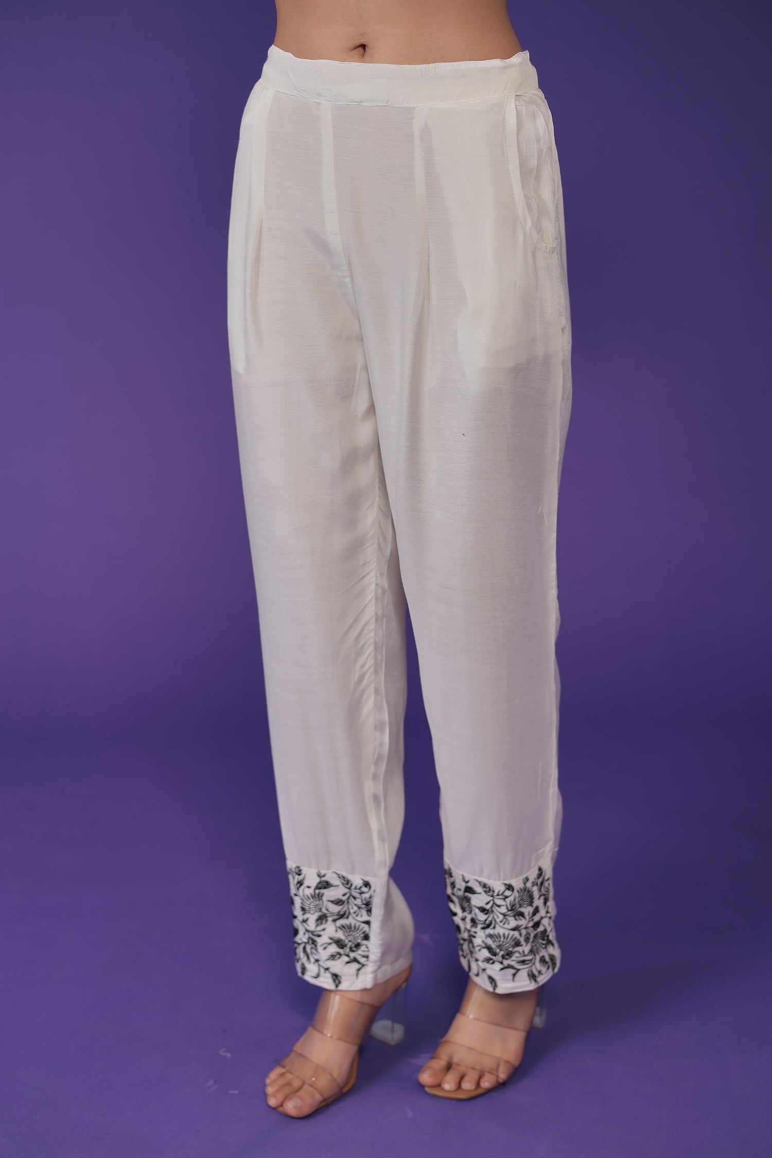 Silk Blend Co Ords Set with Embroidered work