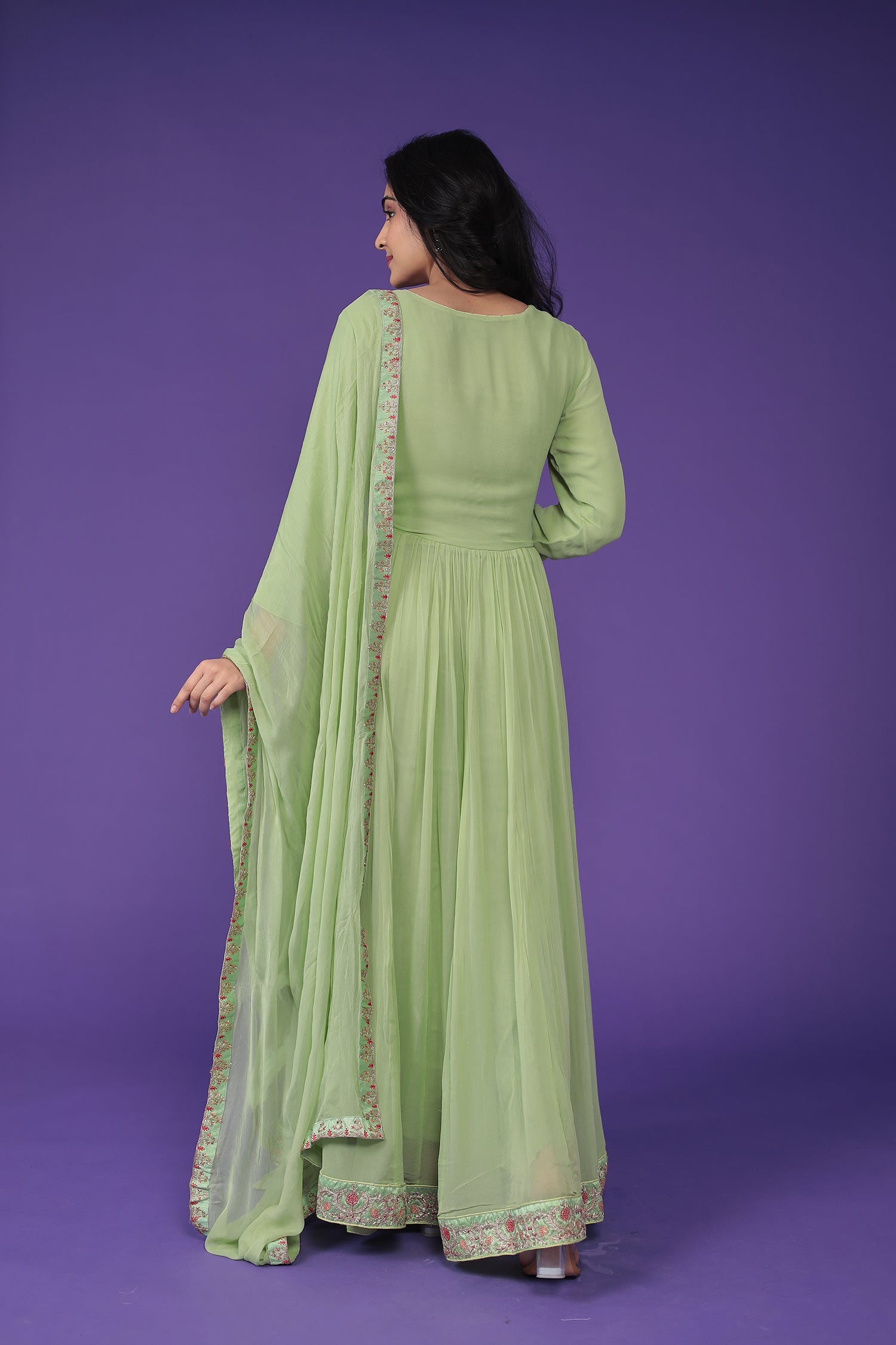 Georgette Anarkali Embroidered Suit with Dori work