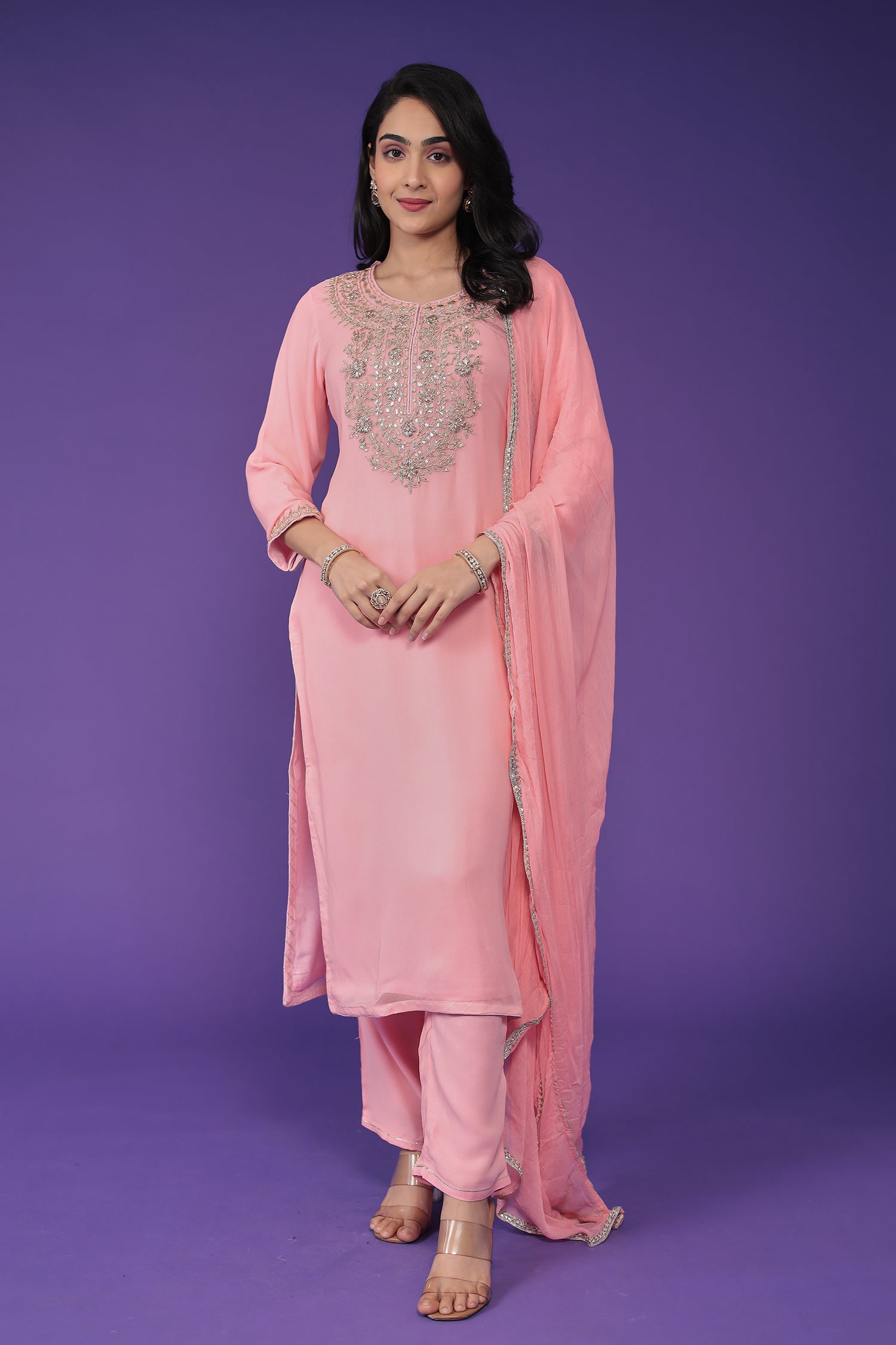 Georgette Suit Embroidered with Dori work