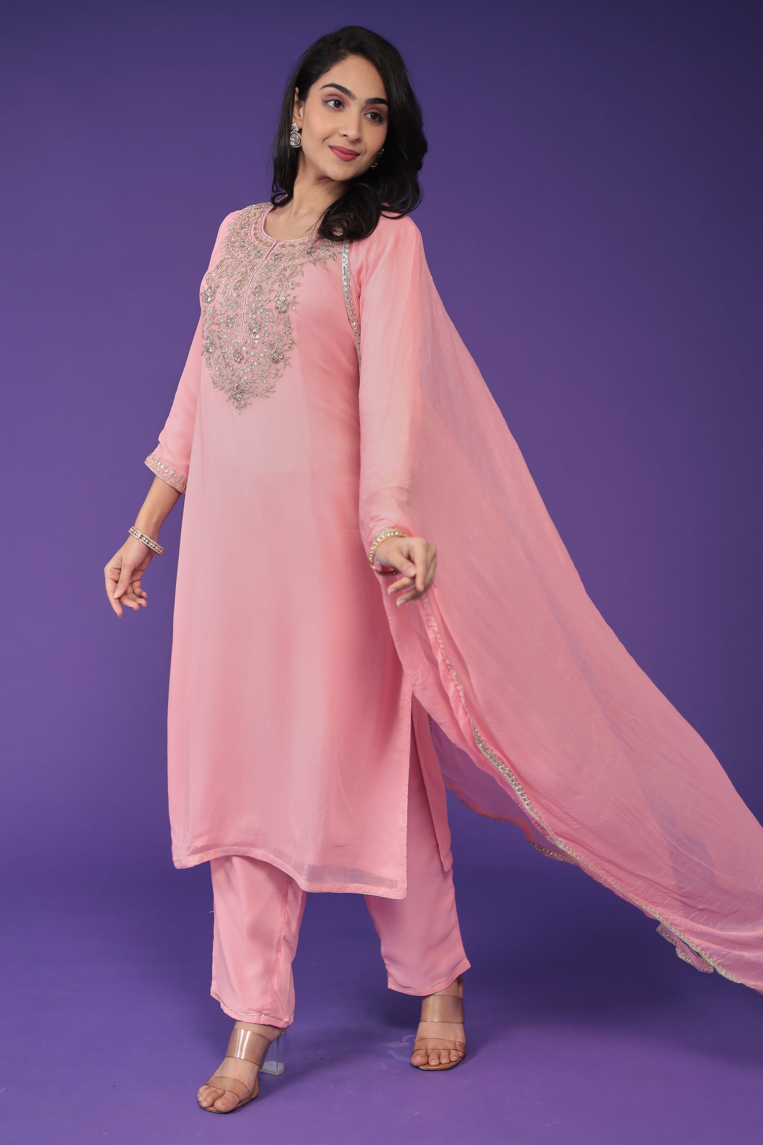Georgette Suit Embroidered with Dori work