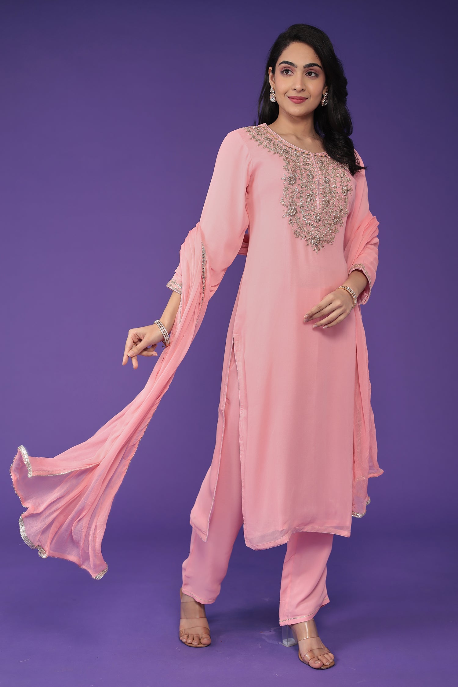 Georgette Suit Embroidered with Dori work