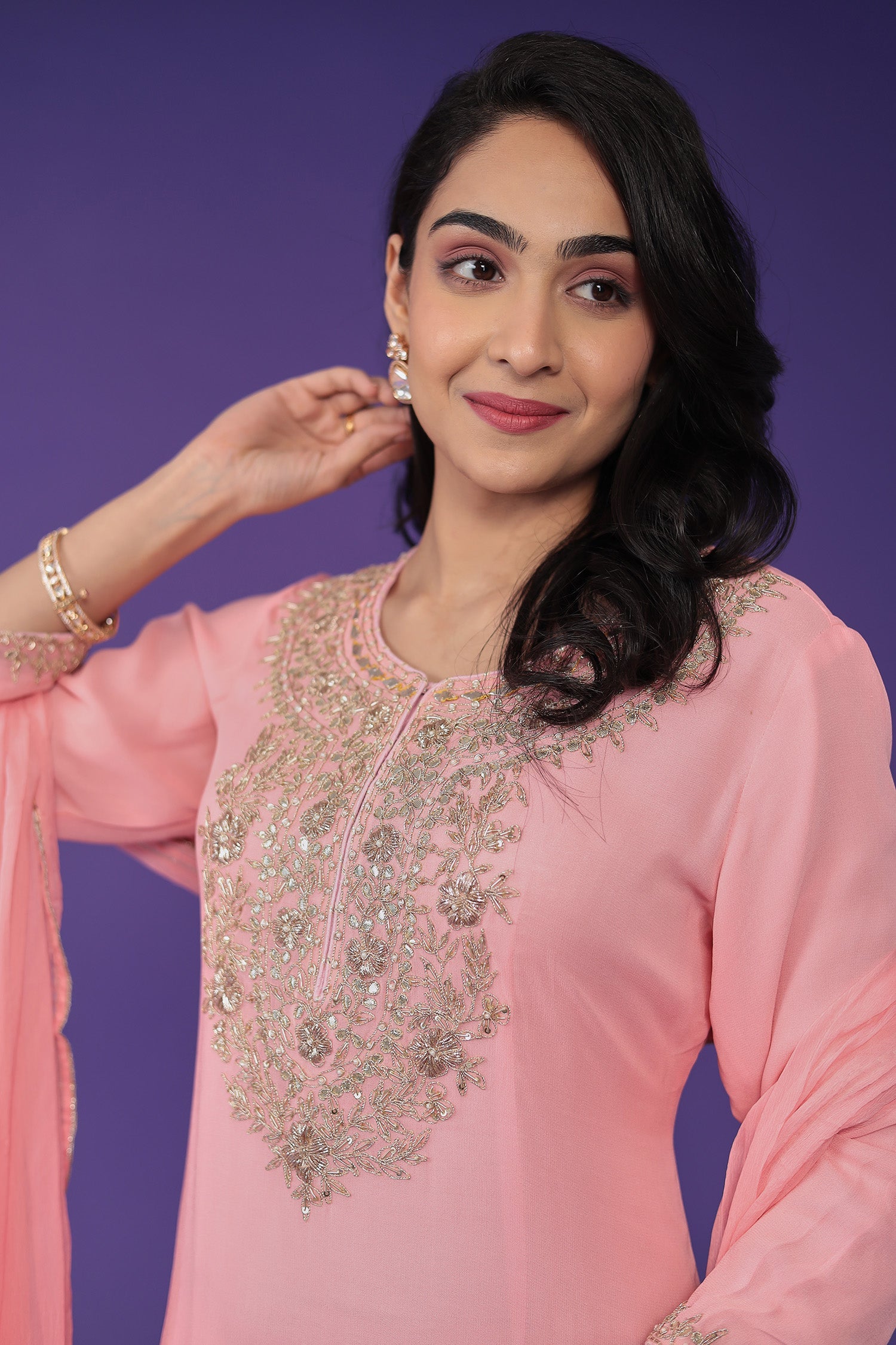 Georgette Suit Embroidered with Dori work