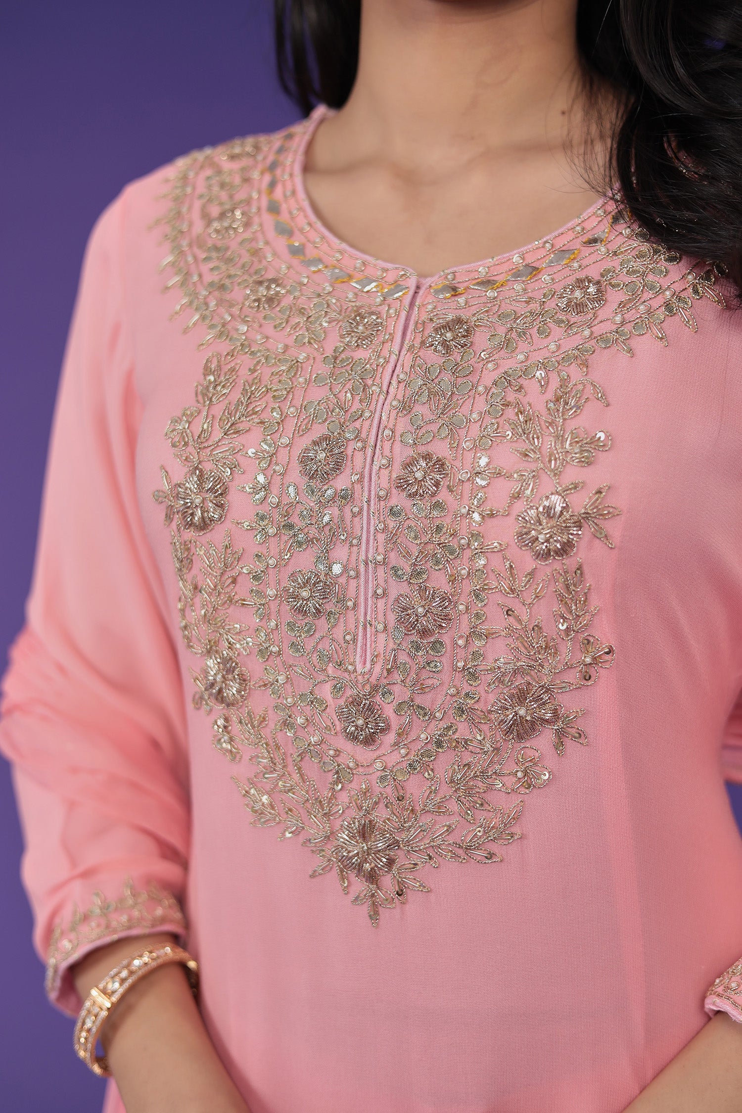 Georgette Suit Embroidered with Dori work