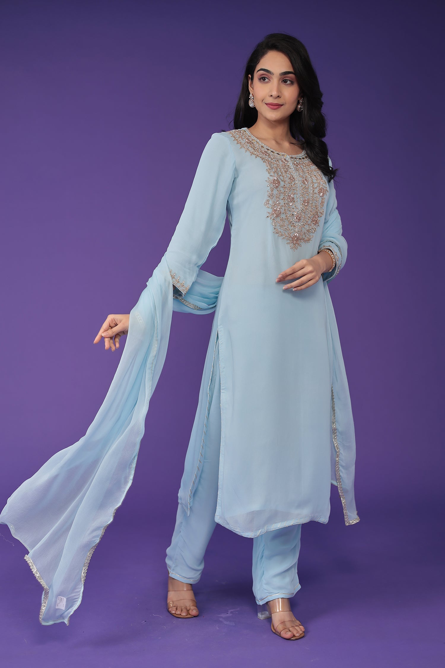 Georgette Suit Embroidered with Dori work