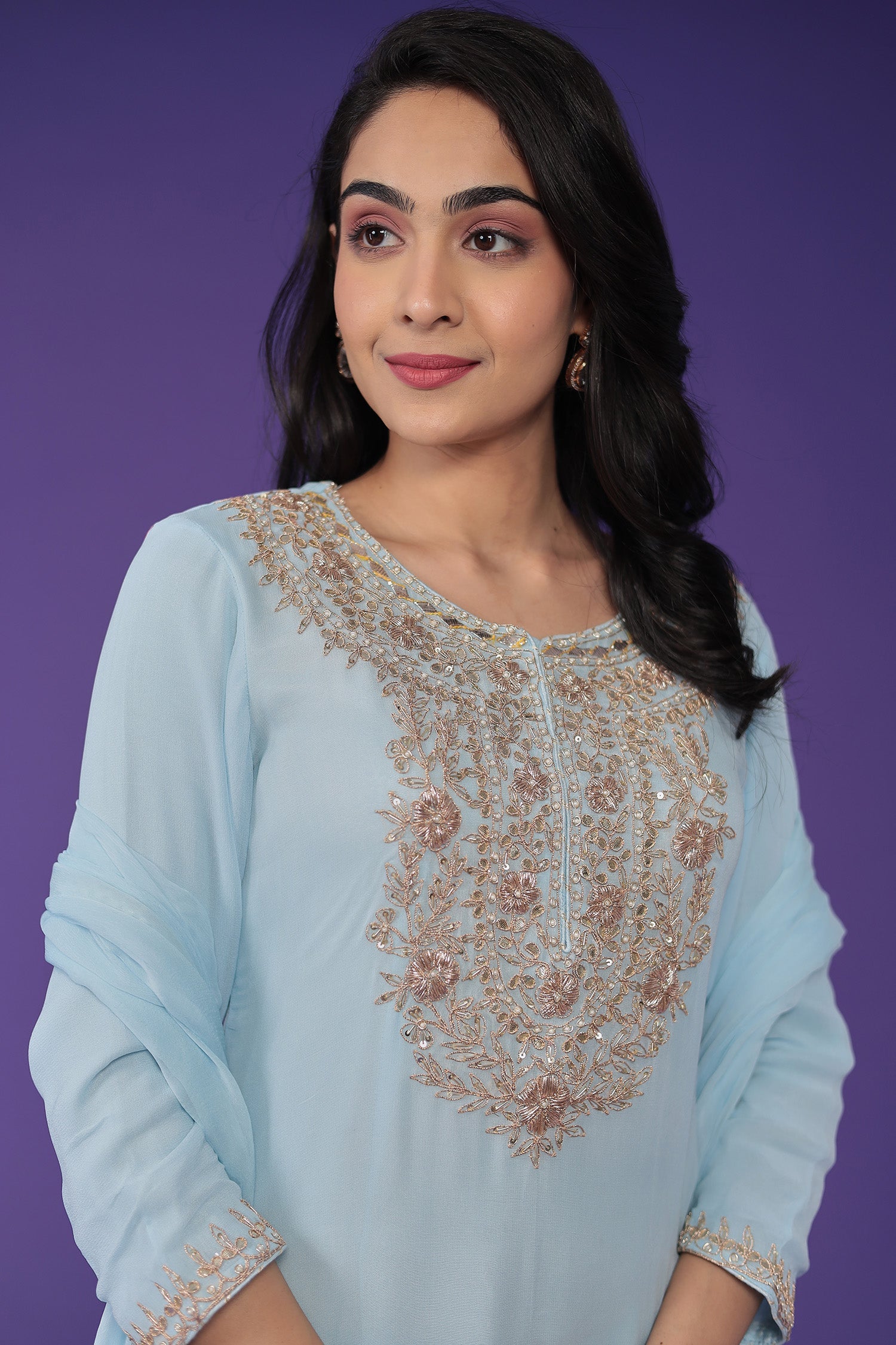 Georgette Suit Embroidered with Dori work