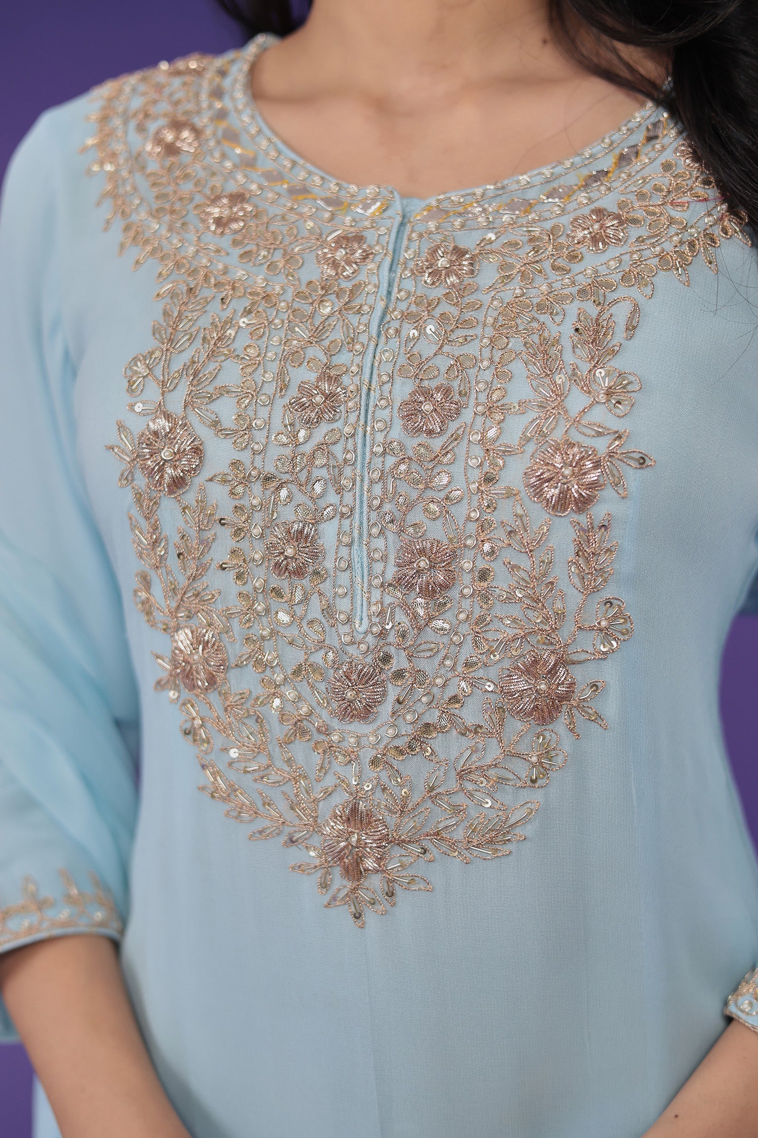 Georgette Suit Embroidered with Dori work
