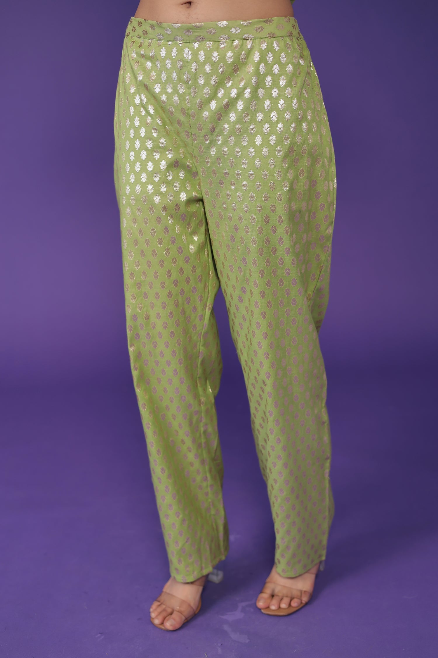 Handloom Chanderi Suit with Dori and Gota Patti work