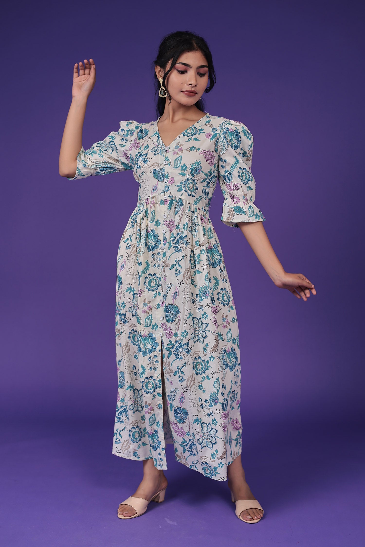 Printed Muslin Western Dress