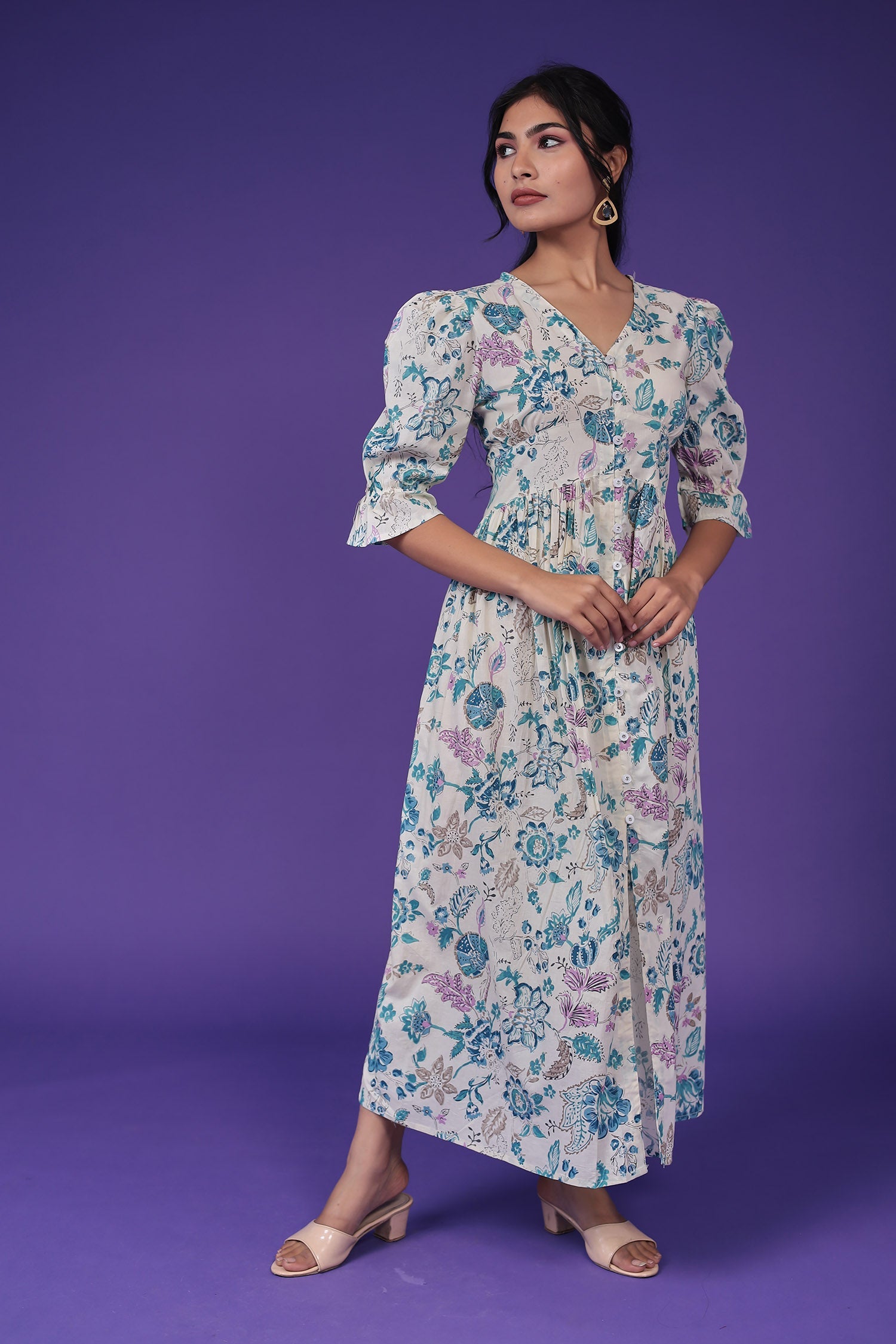 Printed Muslin Western Dress