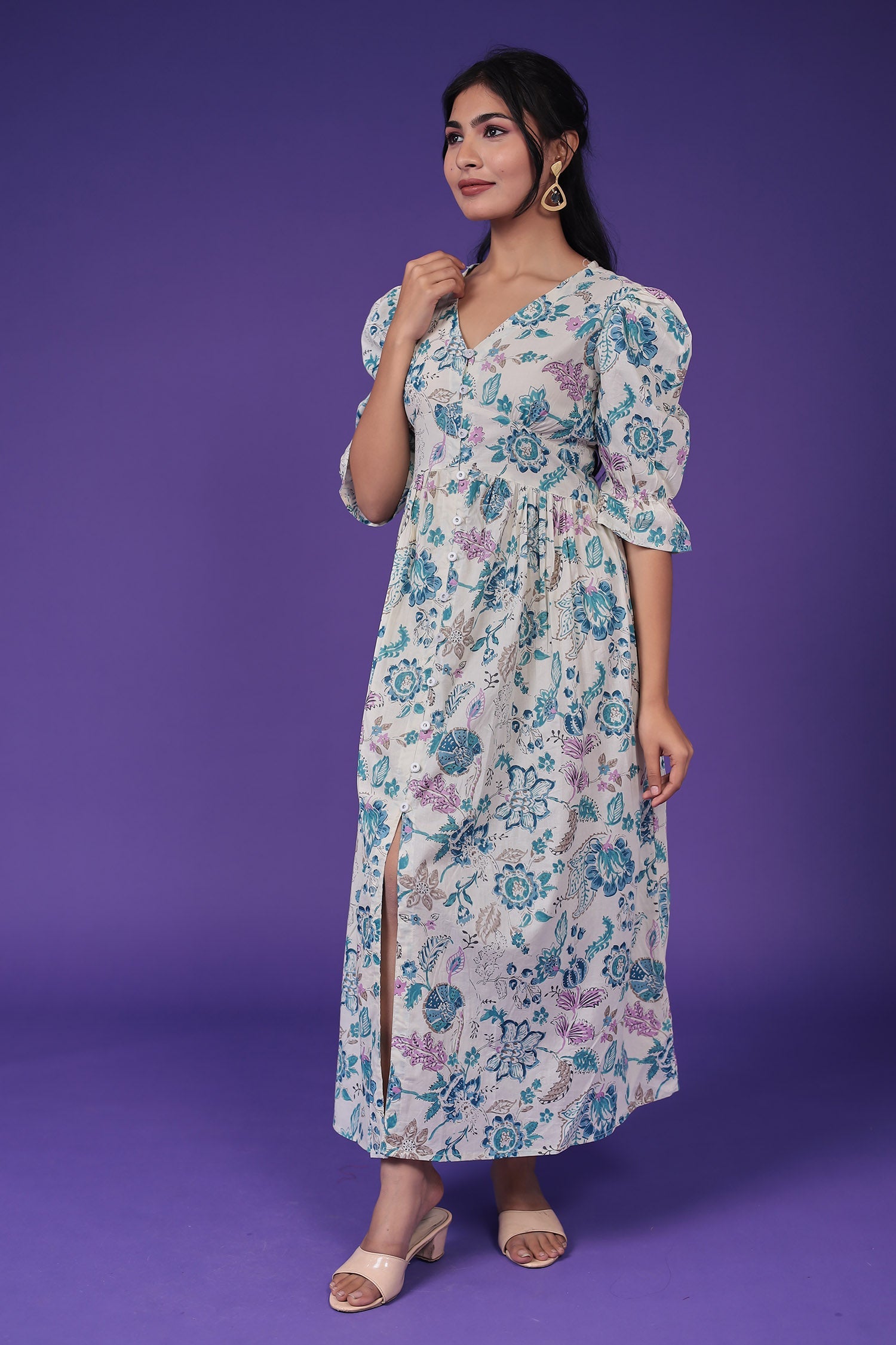 Printed Muslin Western Dress
