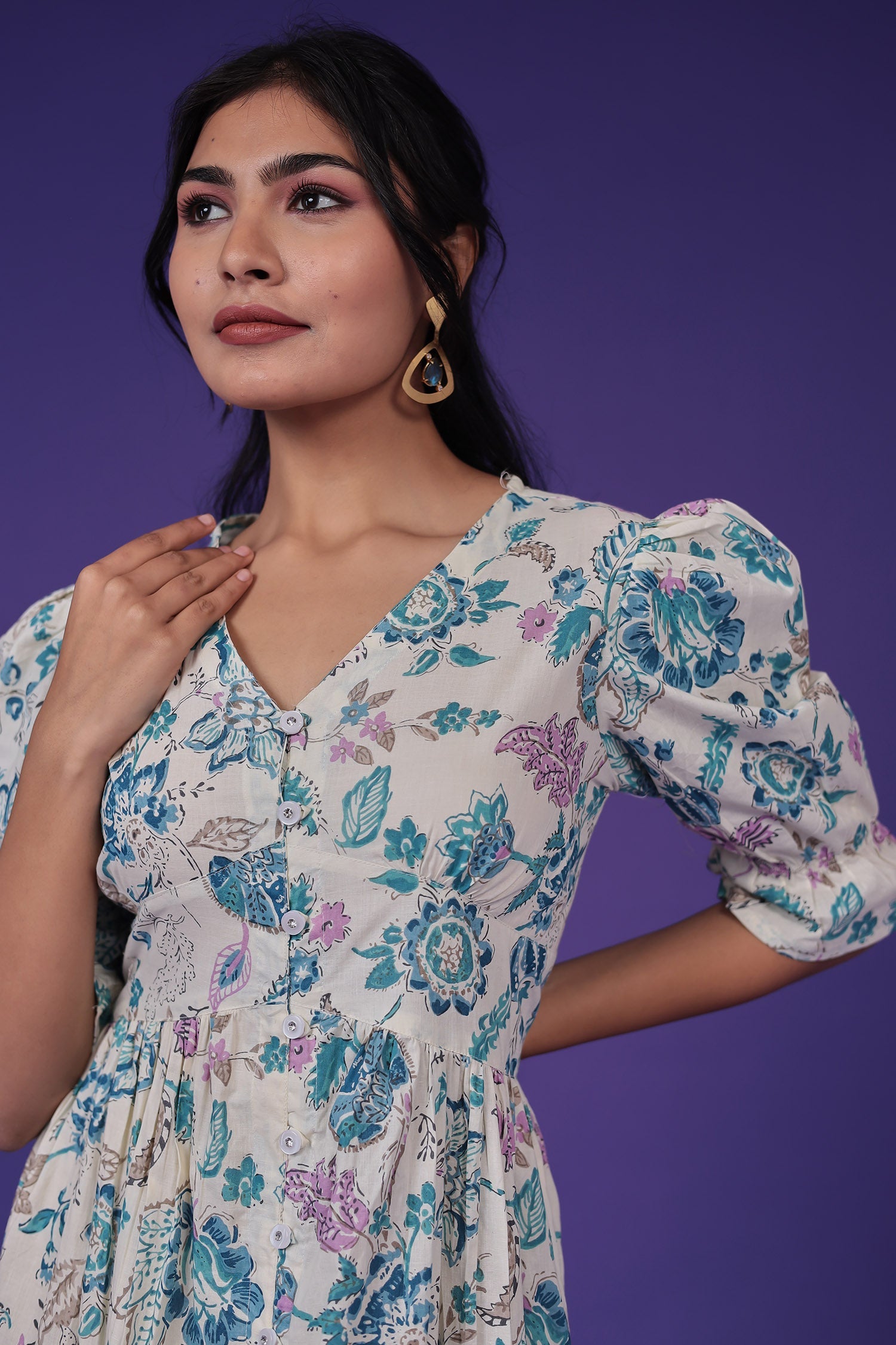 Printed Muslin Western Dress