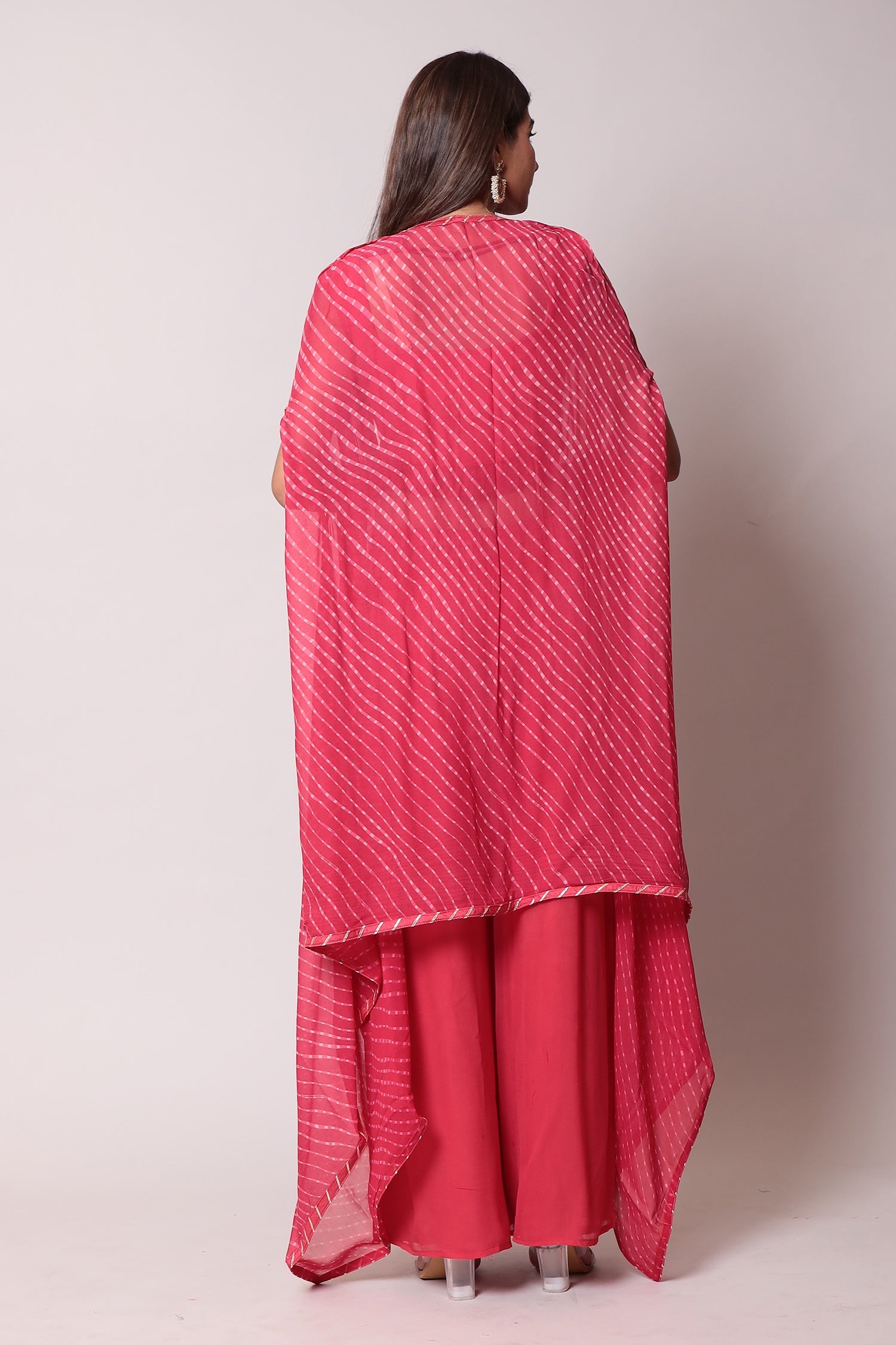 Mothra Georgette Palazzo Suit with Embroidered Cape Jacket