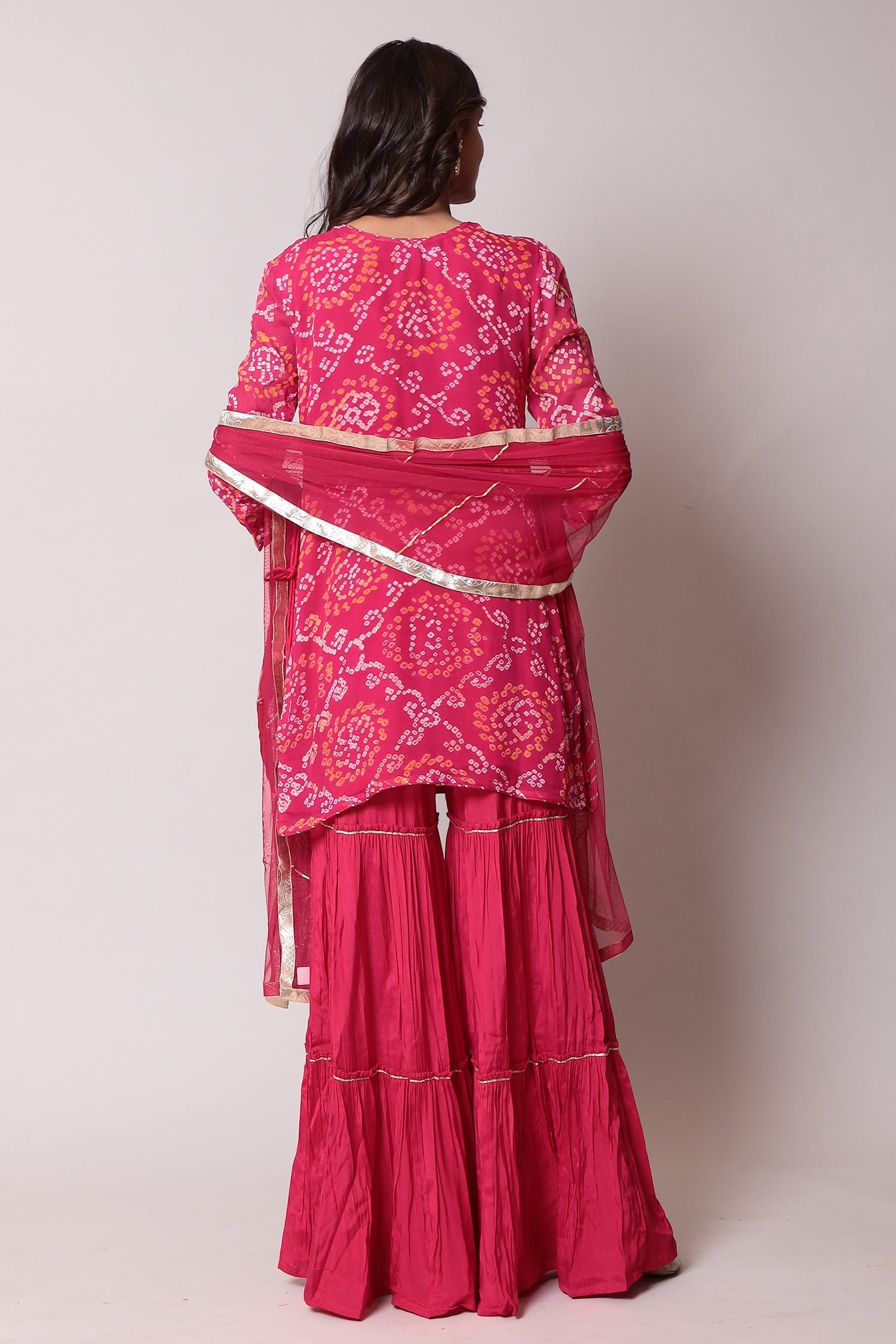 Bandhej Georgette Suit with Gota Patti work.