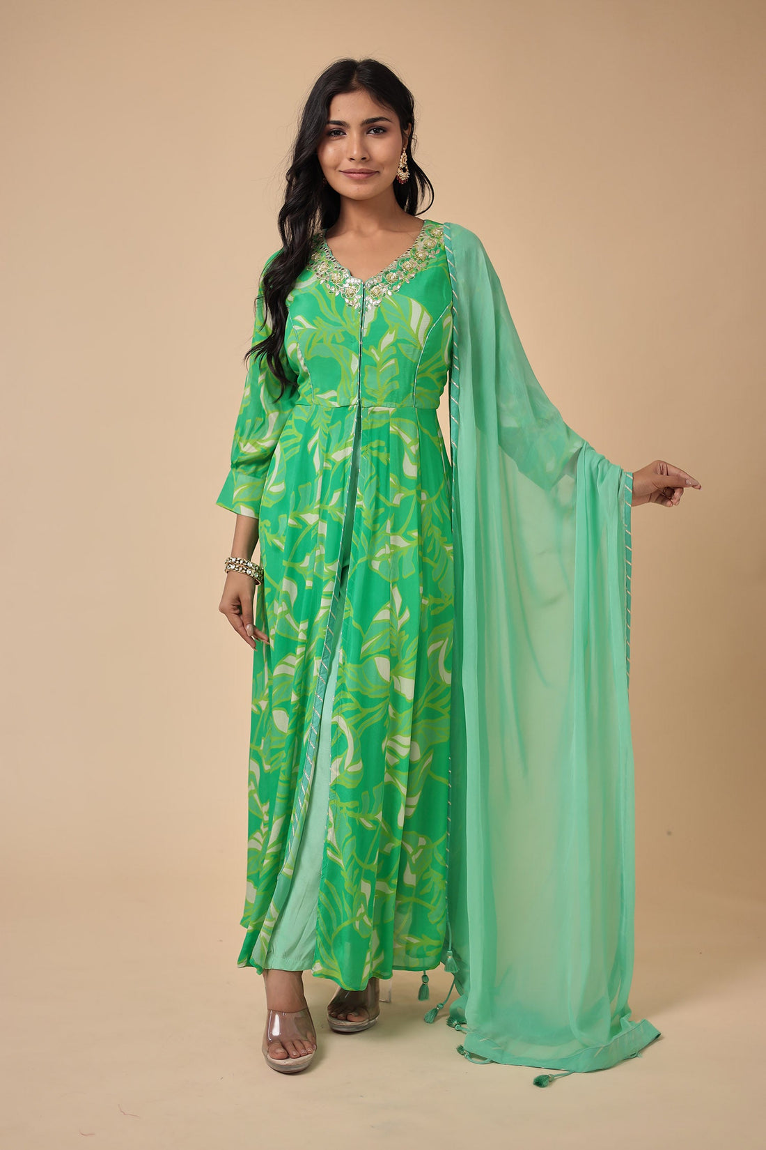 Printed Georgette Anarkali Suit with Embroidered work
